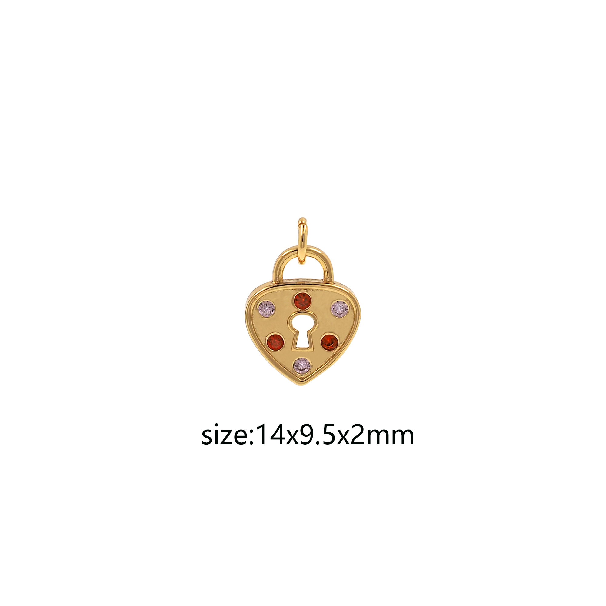 18K Gold Filled Heart Lock Pendant,CZ Micro Pave Lock Charm Earrings Necklace for DIY Jewelry Making Supply