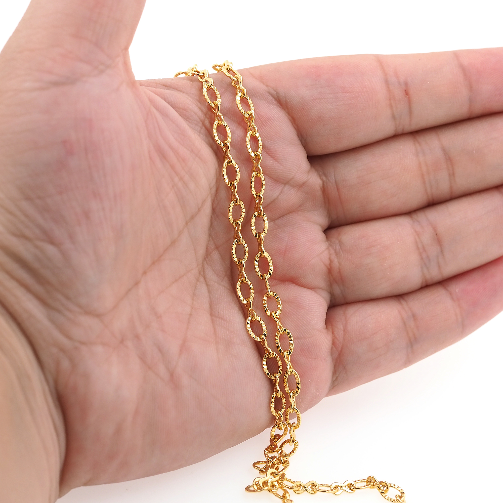 18K Gold Filled Cable Chain Necklace,Oval Chain,Dainty Thin Link Chain,Gold Paper Clip Chain Necklace for Women DIY Jewelry Making Supply