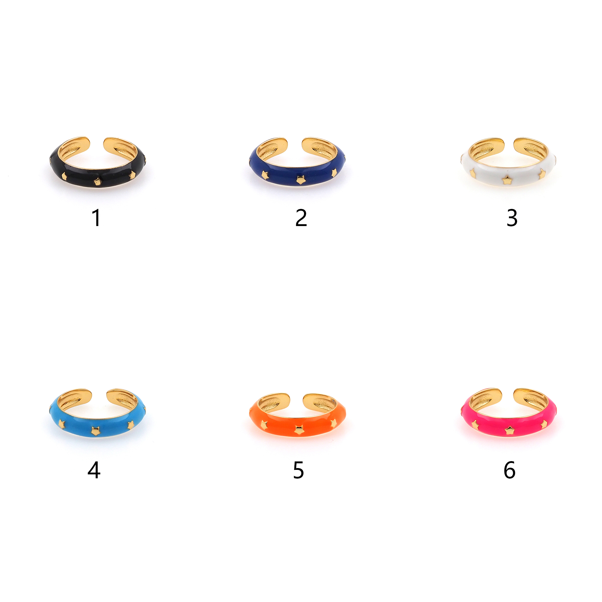 18K Gold Filled Star Rings,Enamel Rings,Adjustable Ring,Minimalist Ring,Open Ring
