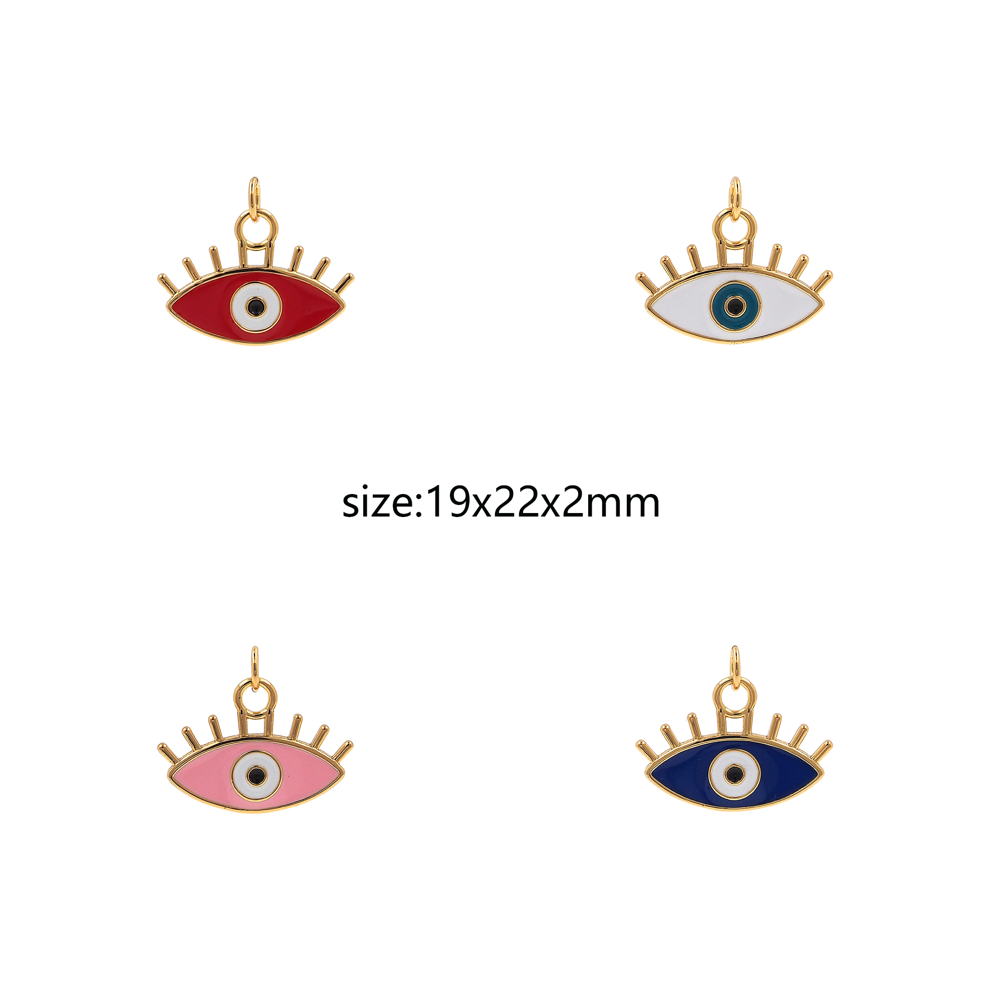 18K Gold Filled Evil Eye Pendant,Enamel Evil Eye Charm Earrings Necklace for DIY Jewelry Making Supply