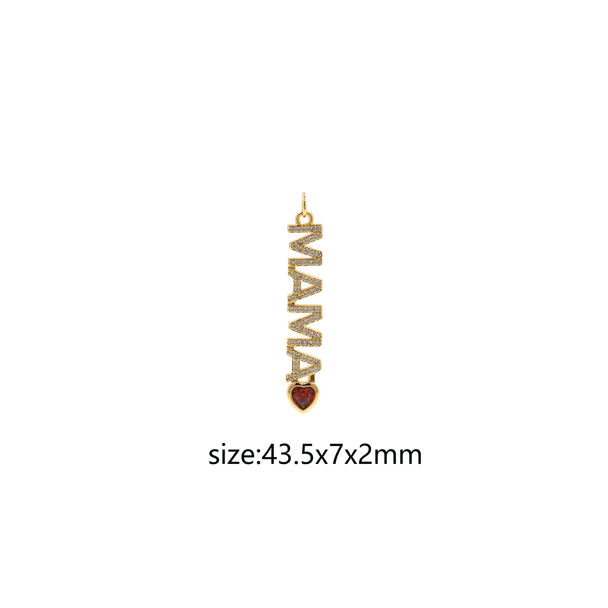 18K Gold Filled Mama Pendant,CZ Micro Pave Mama Charm Earrings Necklace for DIY Jewelry Making Supply