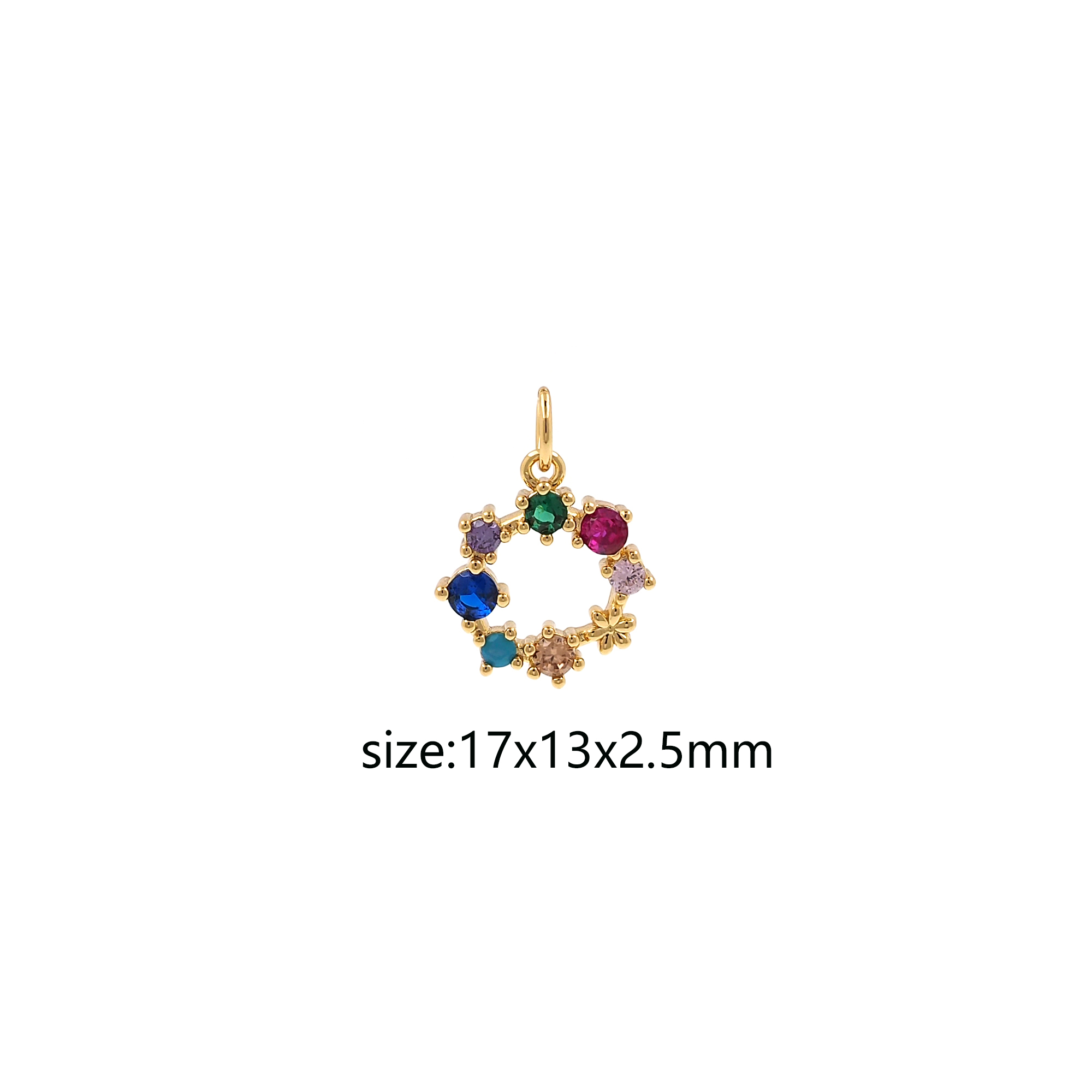 18K Gold Filled Flower Pendant,CZ Micro Pave Flower Charm Earrings Necklace for DIY Jewelry Making Supply