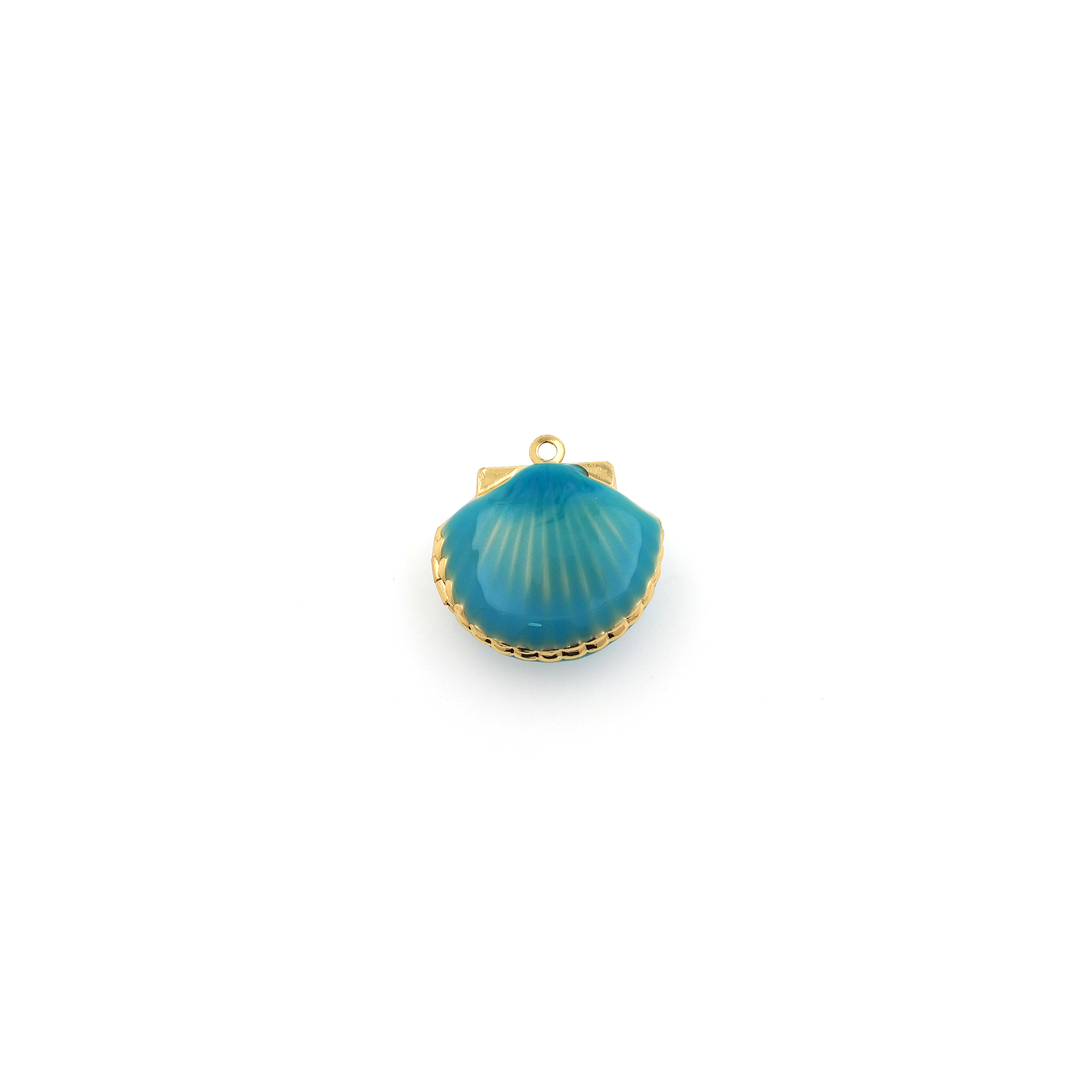 18K Gold Filled Shell Pendant,Enamel Scallop Charm Earrings Necklace for DIY Jewelry Making Supply