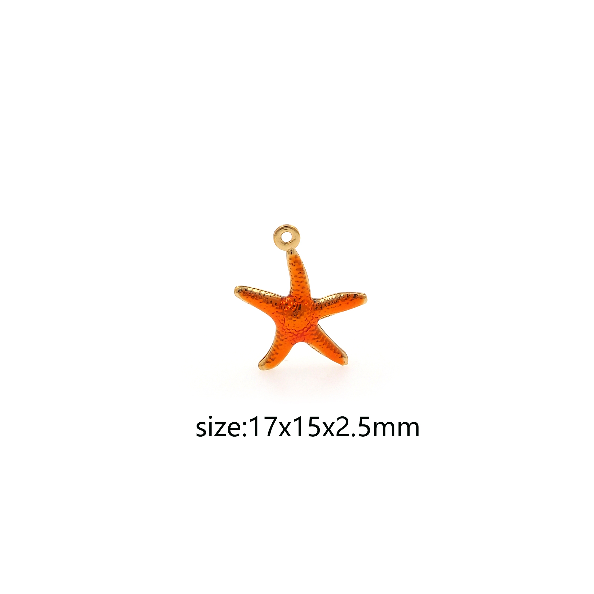18K Gold Filled Starfish Pendant,Enamel Starfish Charm Earrings Necklace for DIY Jewelry Making Supply