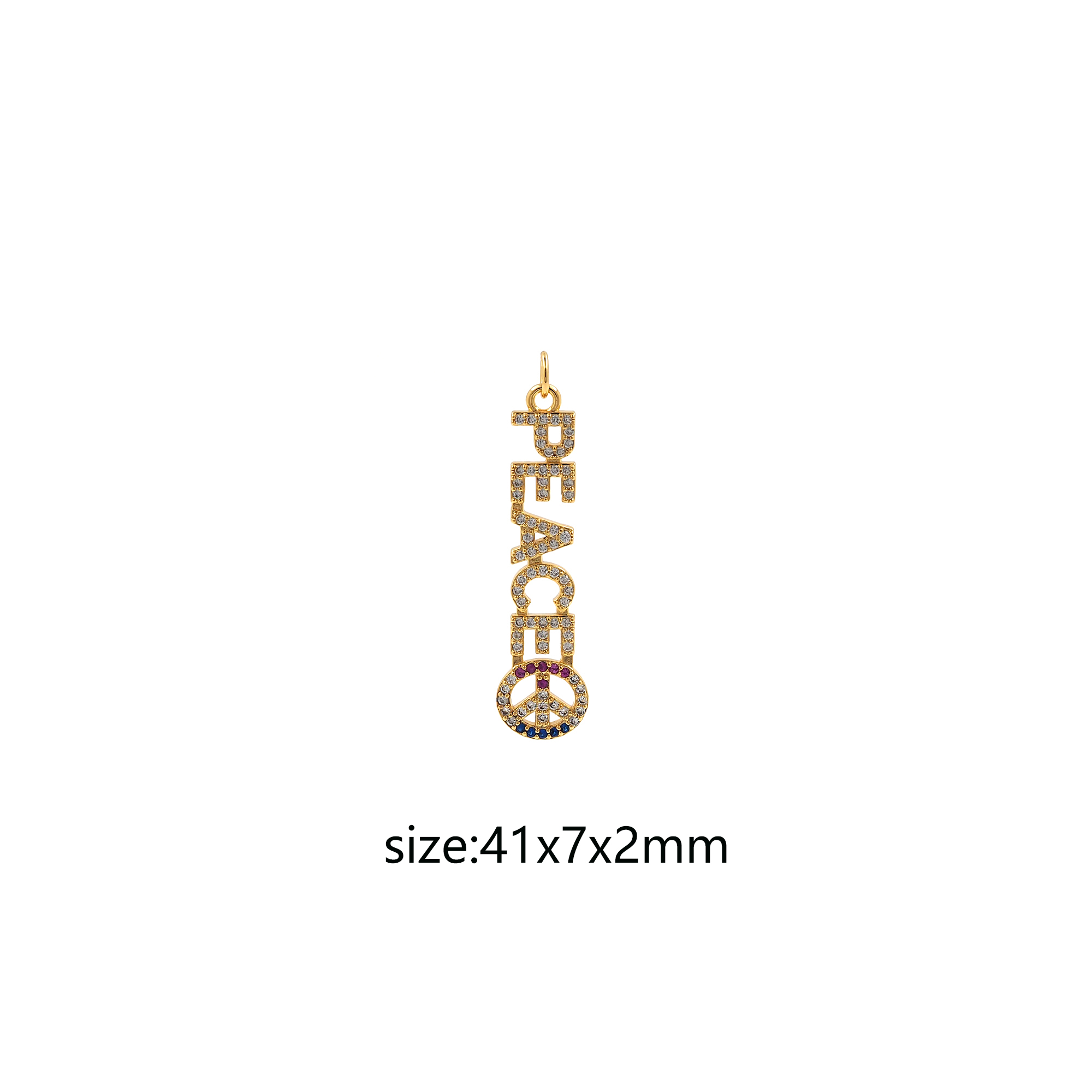 18K Gold Filled Peace Pendant,Nameplate Charm,CZ Micro Pave Presley Earrings Necklace for DIY Jewelry Making Supply