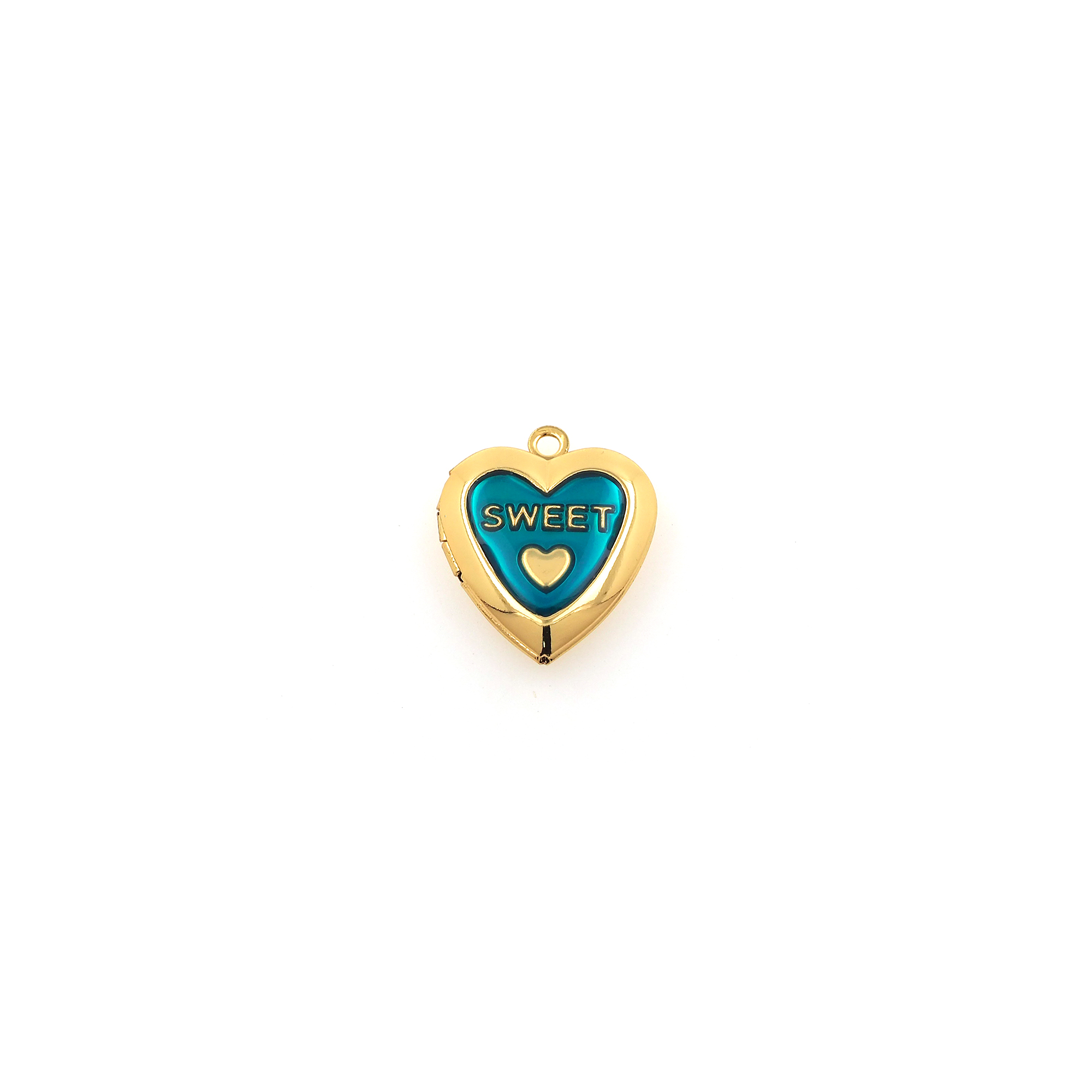 18K Gold Filled Heart Pendant,Enamel Heart Charm Earrings Necklace for DIY Jewelry Making Supply