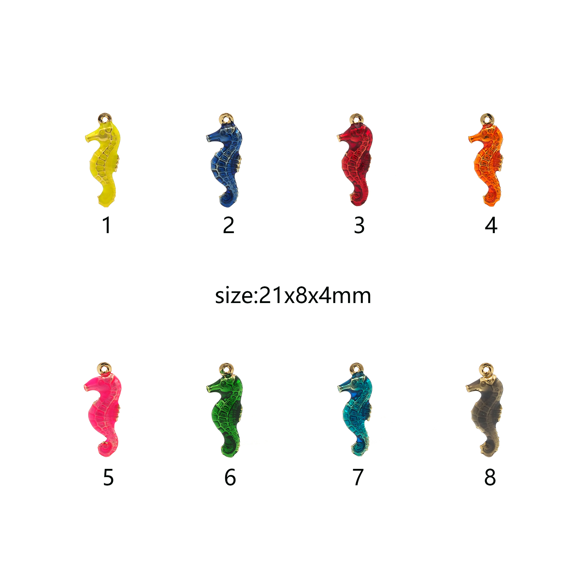 18K Gold Filled Seahorse Pendant,Origami Charm,Enamel Seahorse Earrings Necklace for DIY Jewelry Making Supply