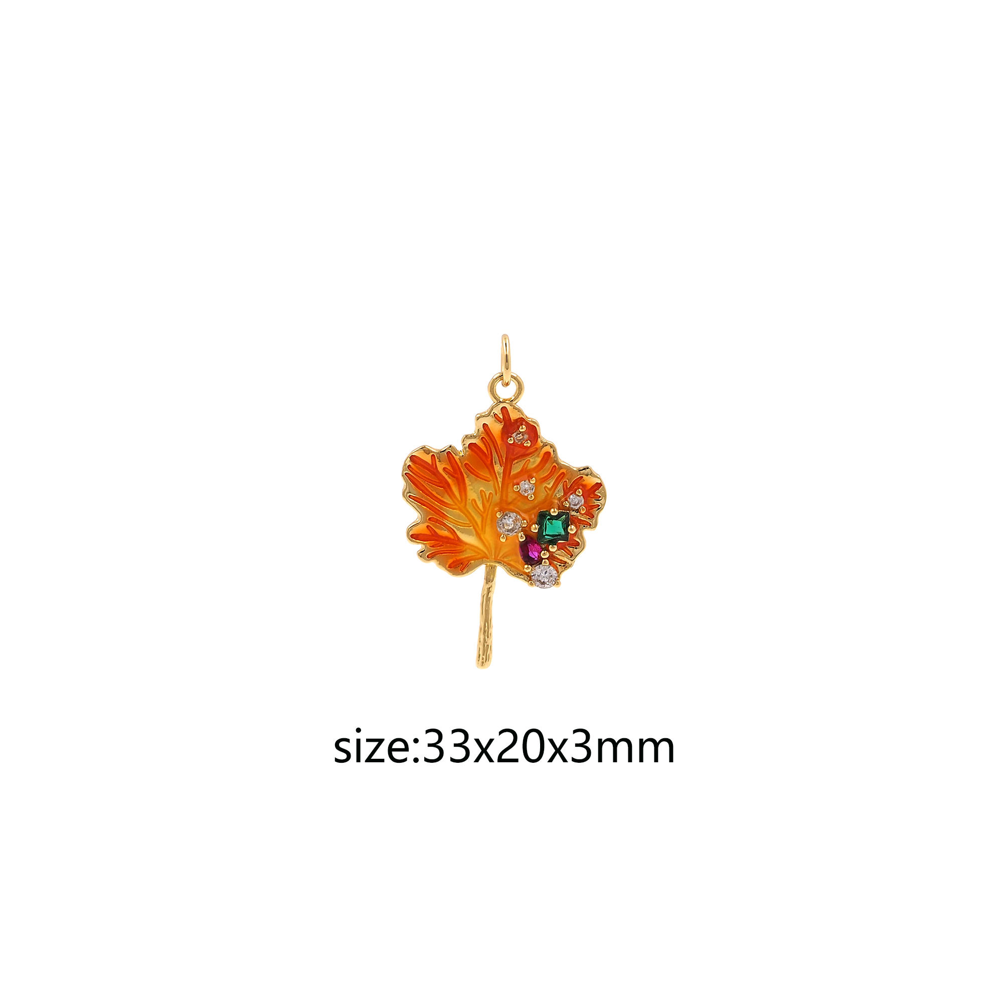 18K Gold Filled Maple Leaf Pendant,Leaf Charm,Enamel Maple Leaf Charm Earrings Necklace for DIY Jewelry Making Supply