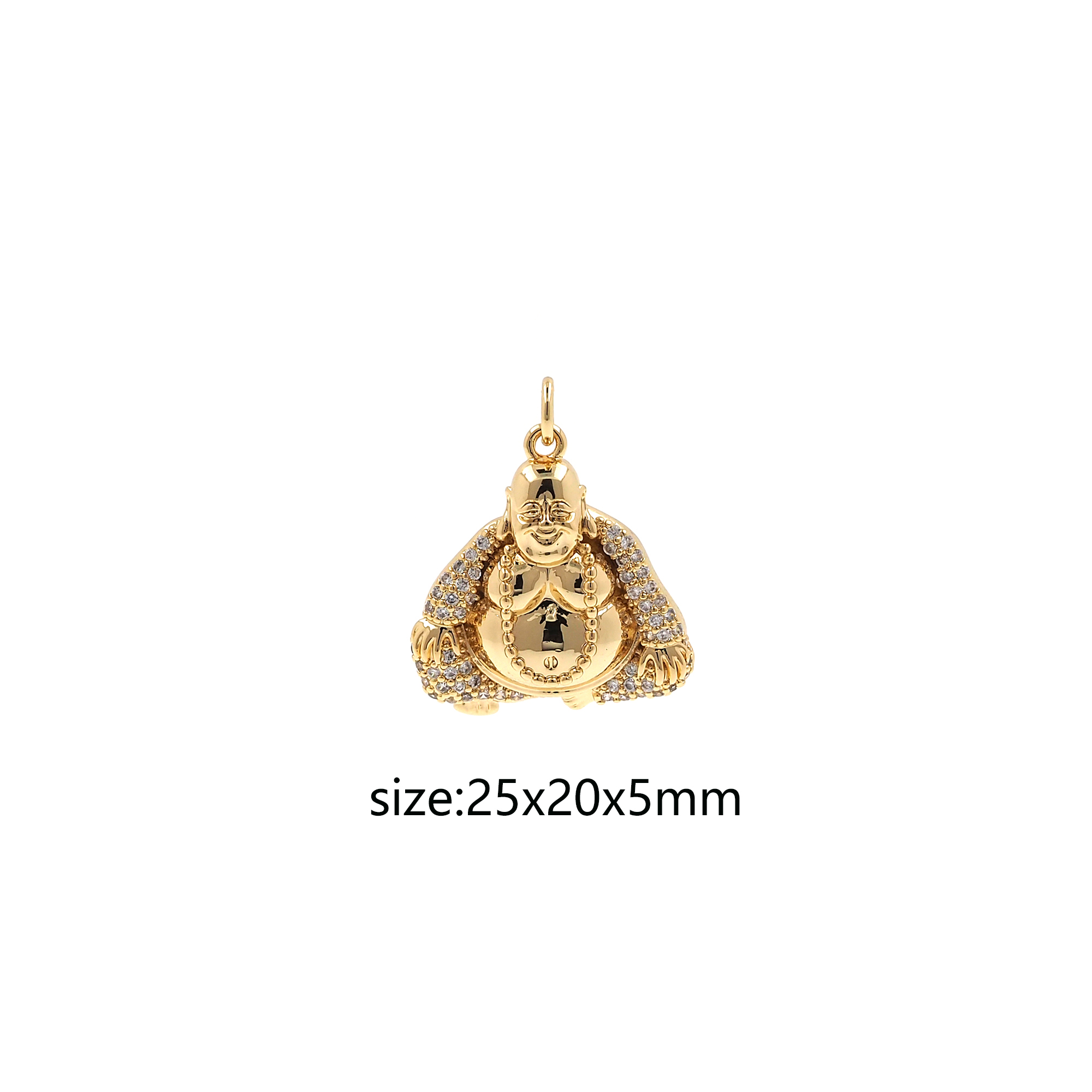 18K Gold Filled Buddha Pendant,CZ Micor Pave Buddha Charm Earrings Necklace for DIY Jewelry Making Supply