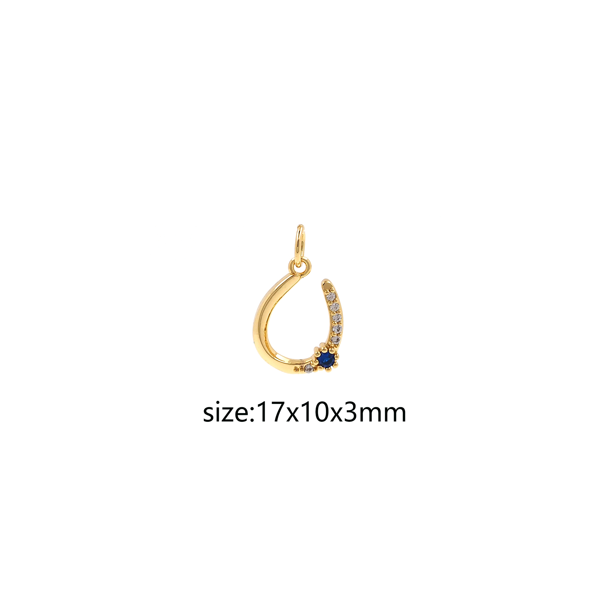 18K Gold Filled Horseshoe Pendant,CZ Micro Pave Horseshoe Charm Earrings Necklace for DIY Jewelry Making Supply