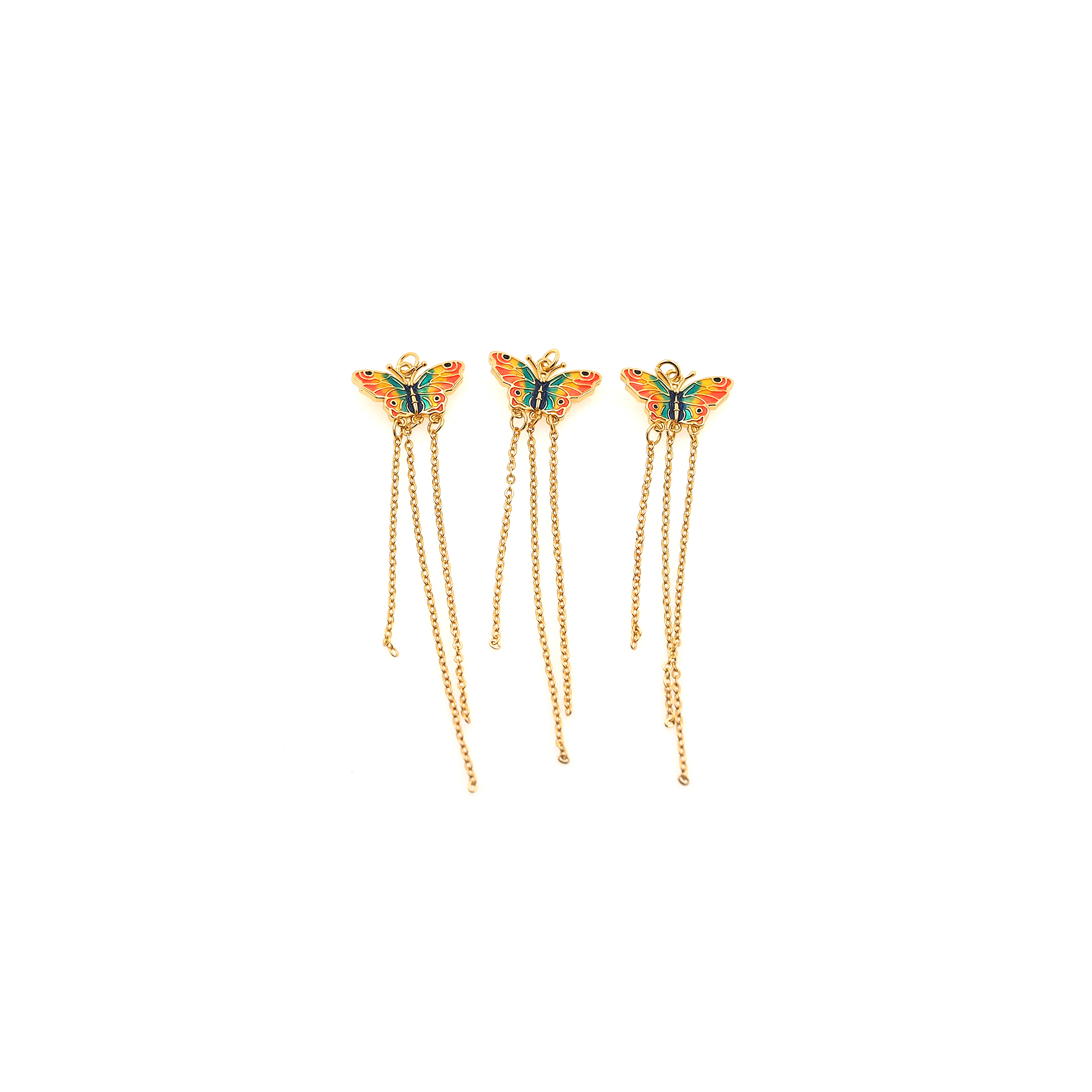 18K Gold Filled Butterfly Pendant,Enamel Butterfly Charm Earrings Necklace for DIY Jewelry Making Supply