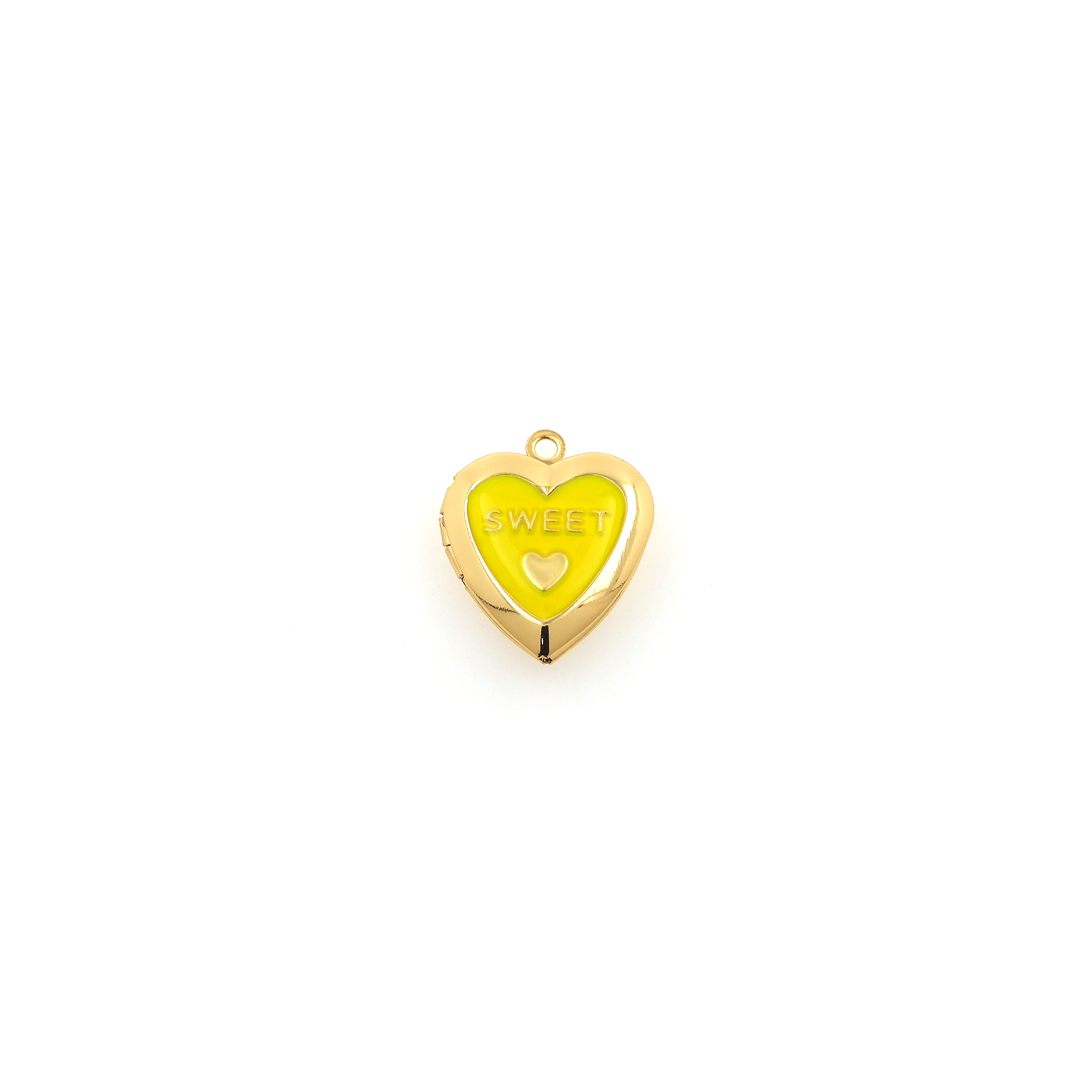 18K Gold Filled Heart Pendant,Enamel Heart Charm Earrings Necklace for DIY Jewelry Making Supply