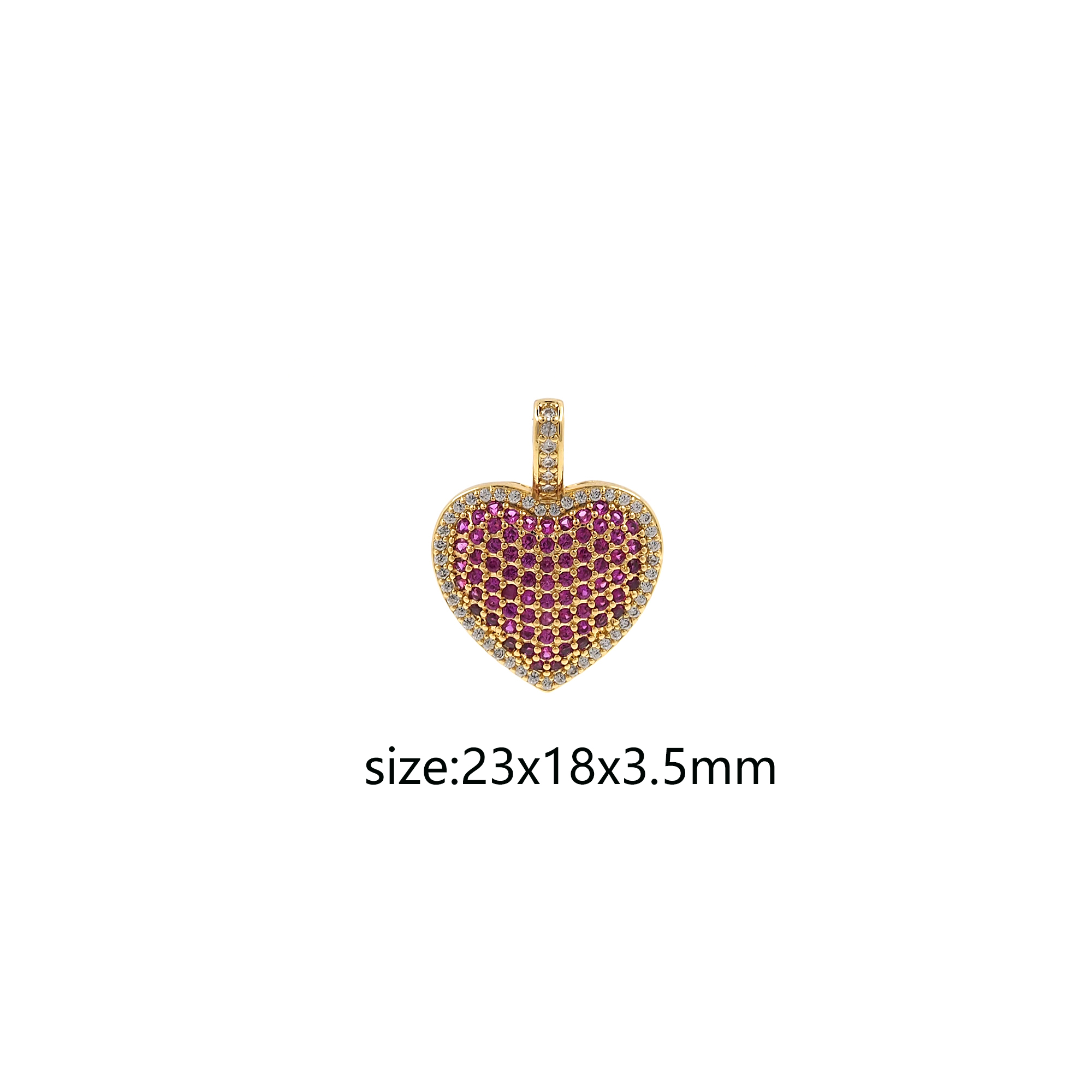 18K Gold Filled Heart Pendant,CZ Micro Pave Heart Charm Earrings Necklace for DIY Jewelry Making Supply