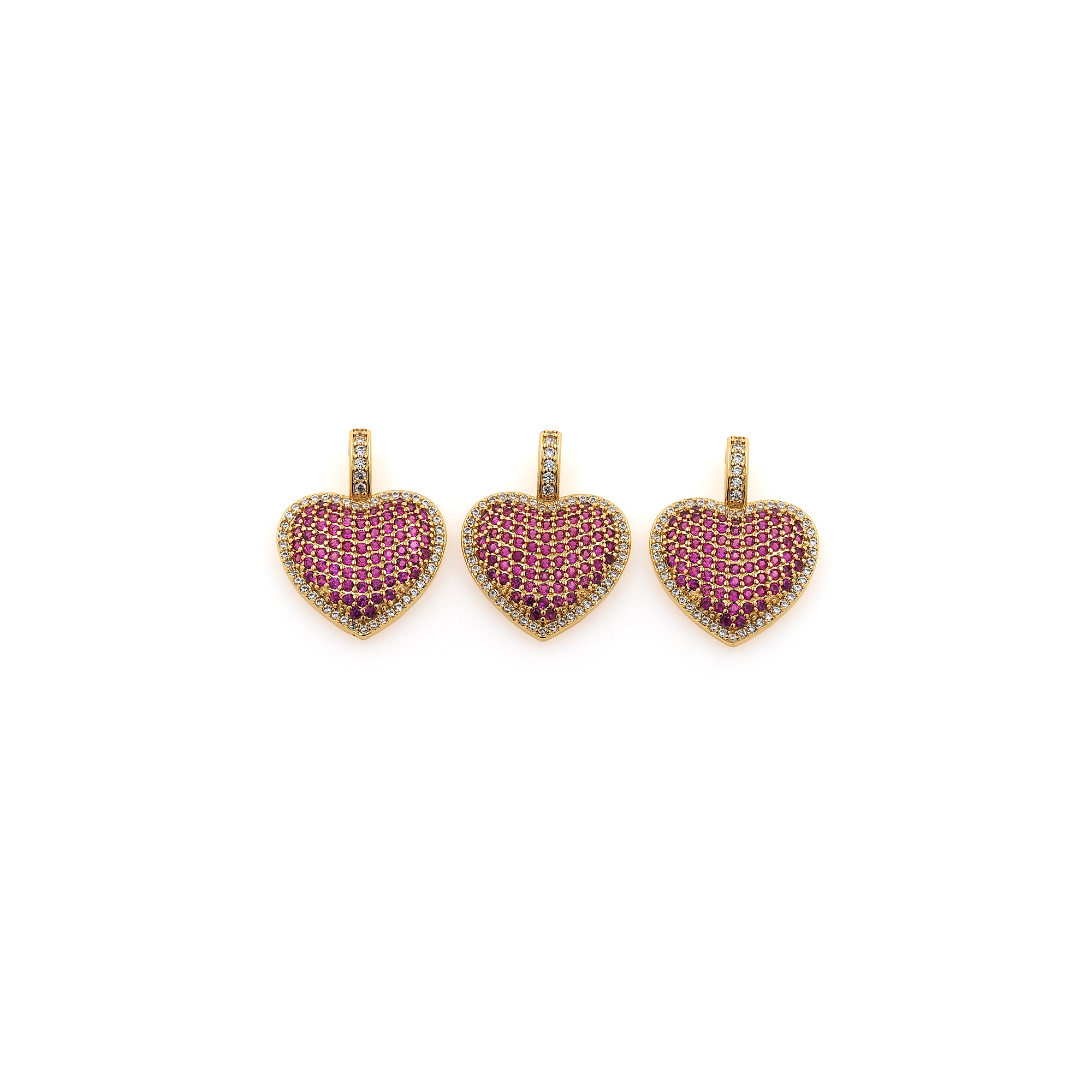 18K Gold Filled Heart Pendant,CZ Micro Pave Heart Charm Earrings Necklace for DIY Jewelry Making Supply