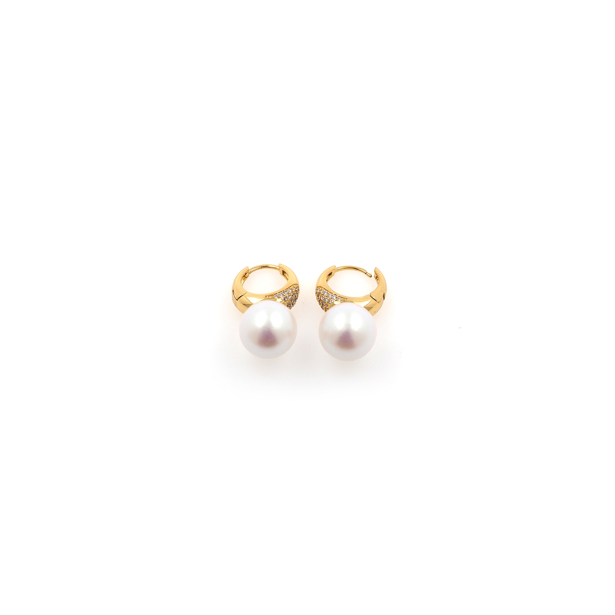 18K Gold Filled Dangling Pearl Hoop Earrings,Dainty Zirconia Earrings,Gold Hoops,Dainty CZ Hoops Huggie