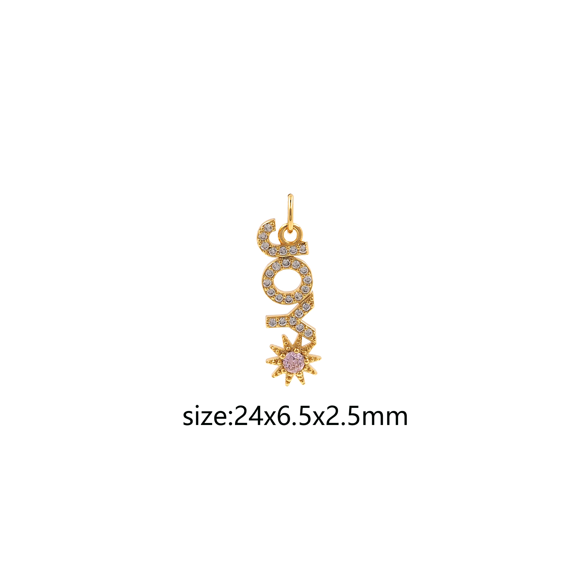 18K Gold Filled JOY Pendant,Nameplate Charm,CZ Micro Pave Joy Earrings Necklace for DIY Jewelry Making Supply