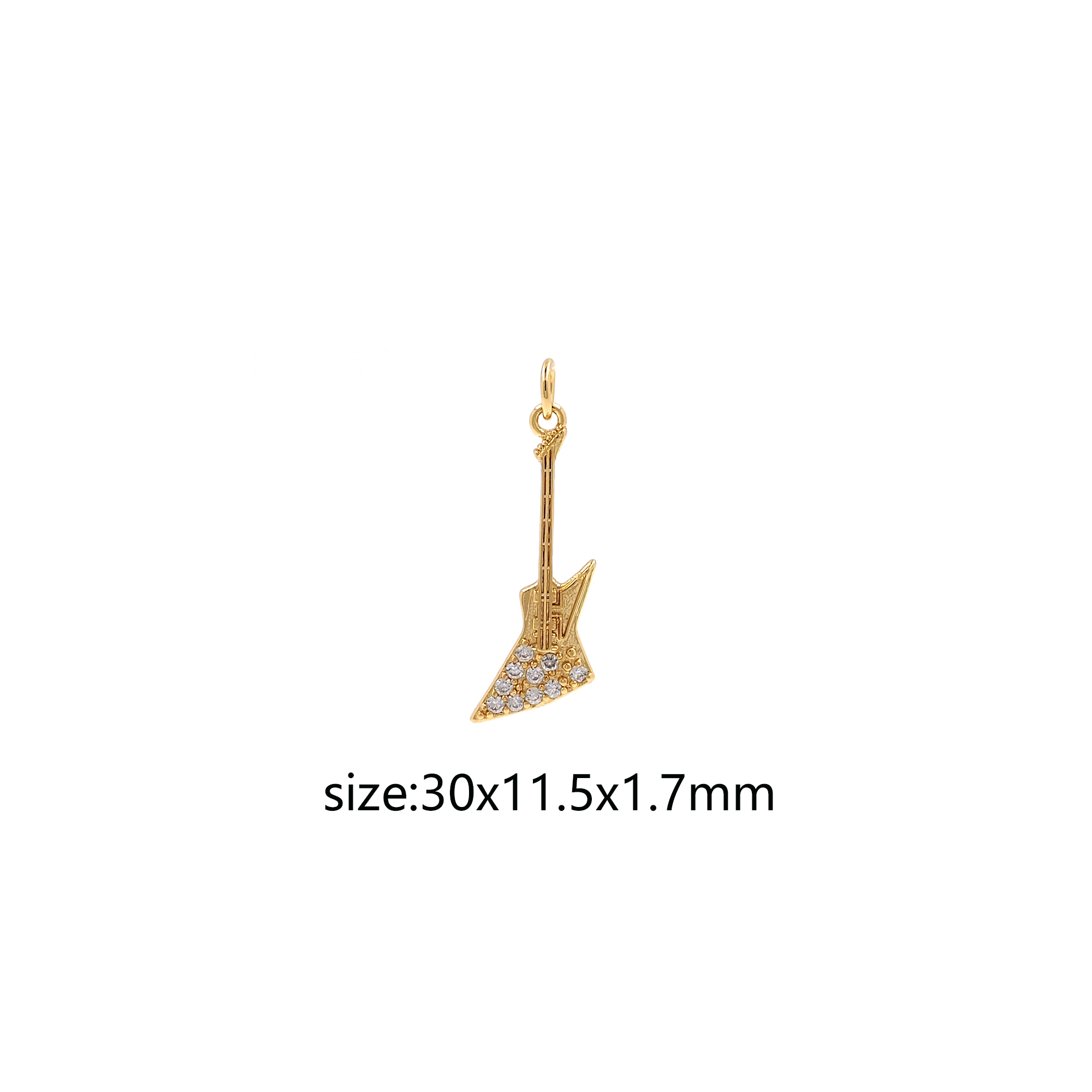 18K Gold Filled Guitar Pendant,CZ Micro Pave Instrument Charm Earrings Necklace for DIY Jewelry Making Supply