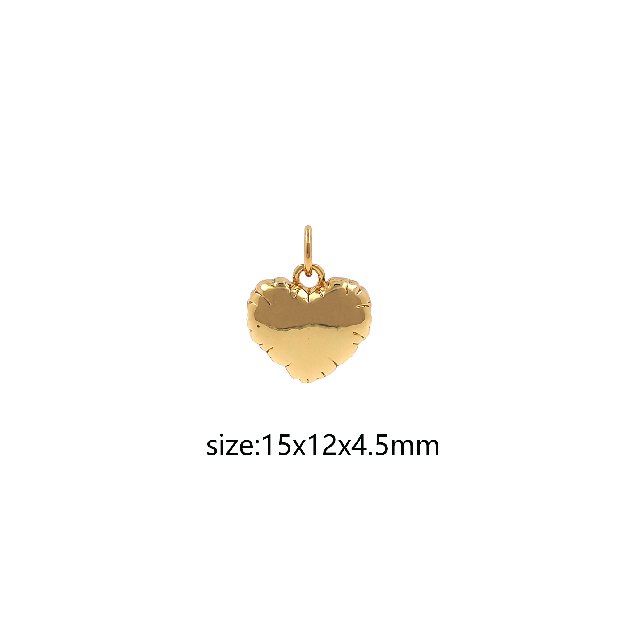 18K Gold Filled Heart Pendant,Puffed Heart Charm Earrings Necklace for DIY Jewelry Making Supply