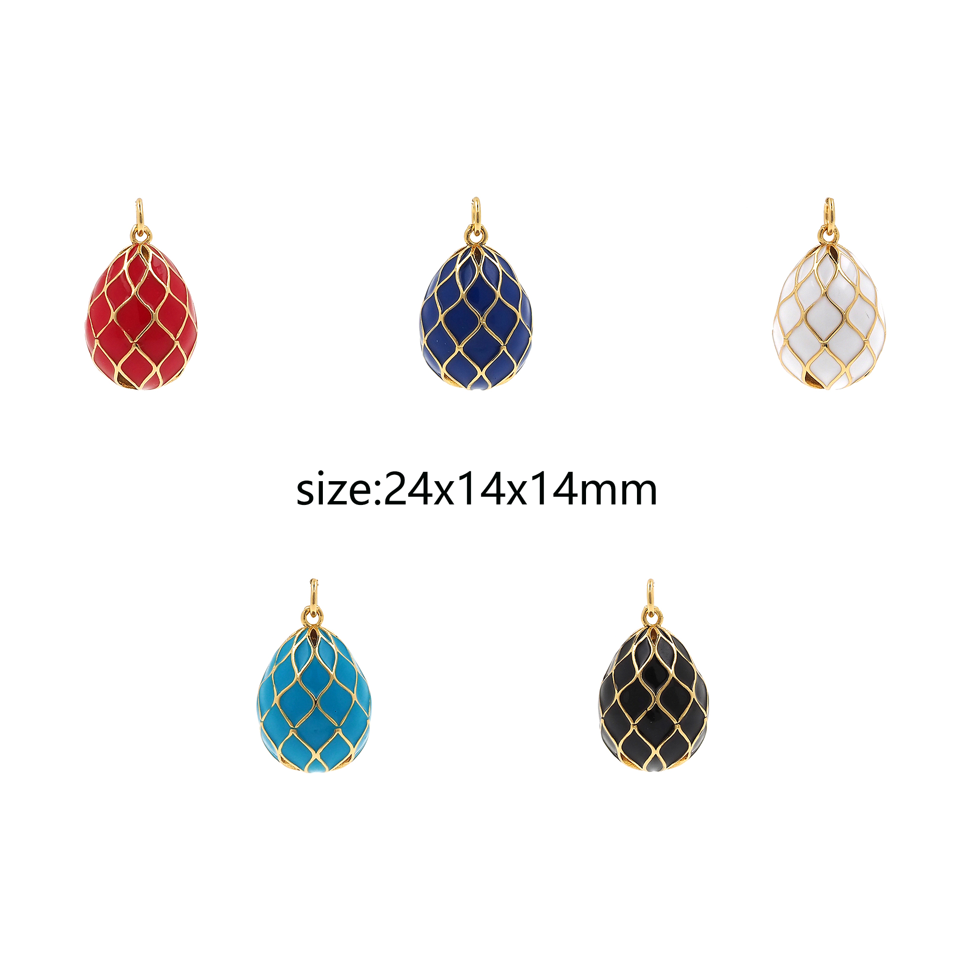 18K Gold Filled Easter Egg Pendant,Enamel Egg Charm Earrings Necklace for DIY Jewelry Making Supply