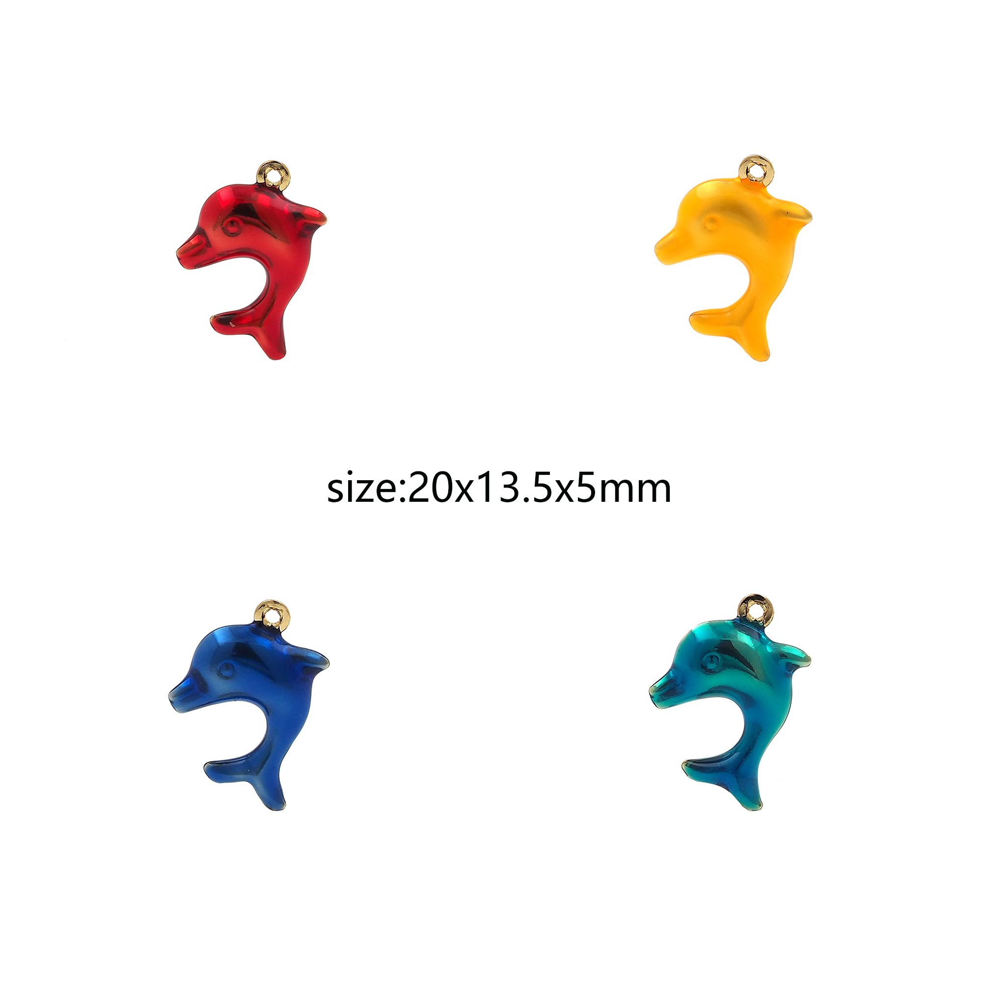 18K Gold Filled Dolphin Pendant,Enamel Dolphin Charm Earrings Necklace for DIY Jewelry Making Supply