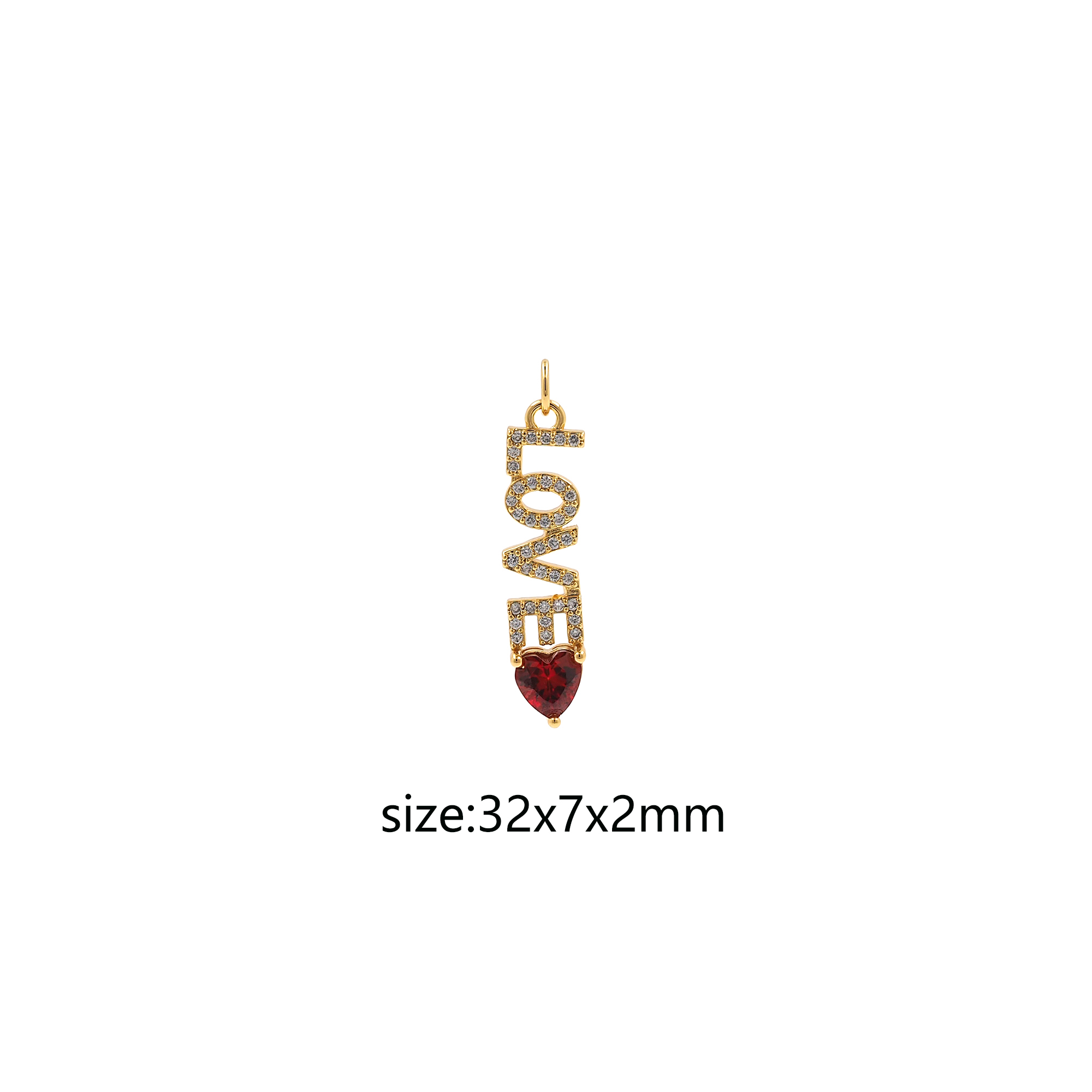 18K Gold Filled Love Pendant,CZ Micro Pave Love Charm Earrings Necklace for DIY Jewelry Making Supply