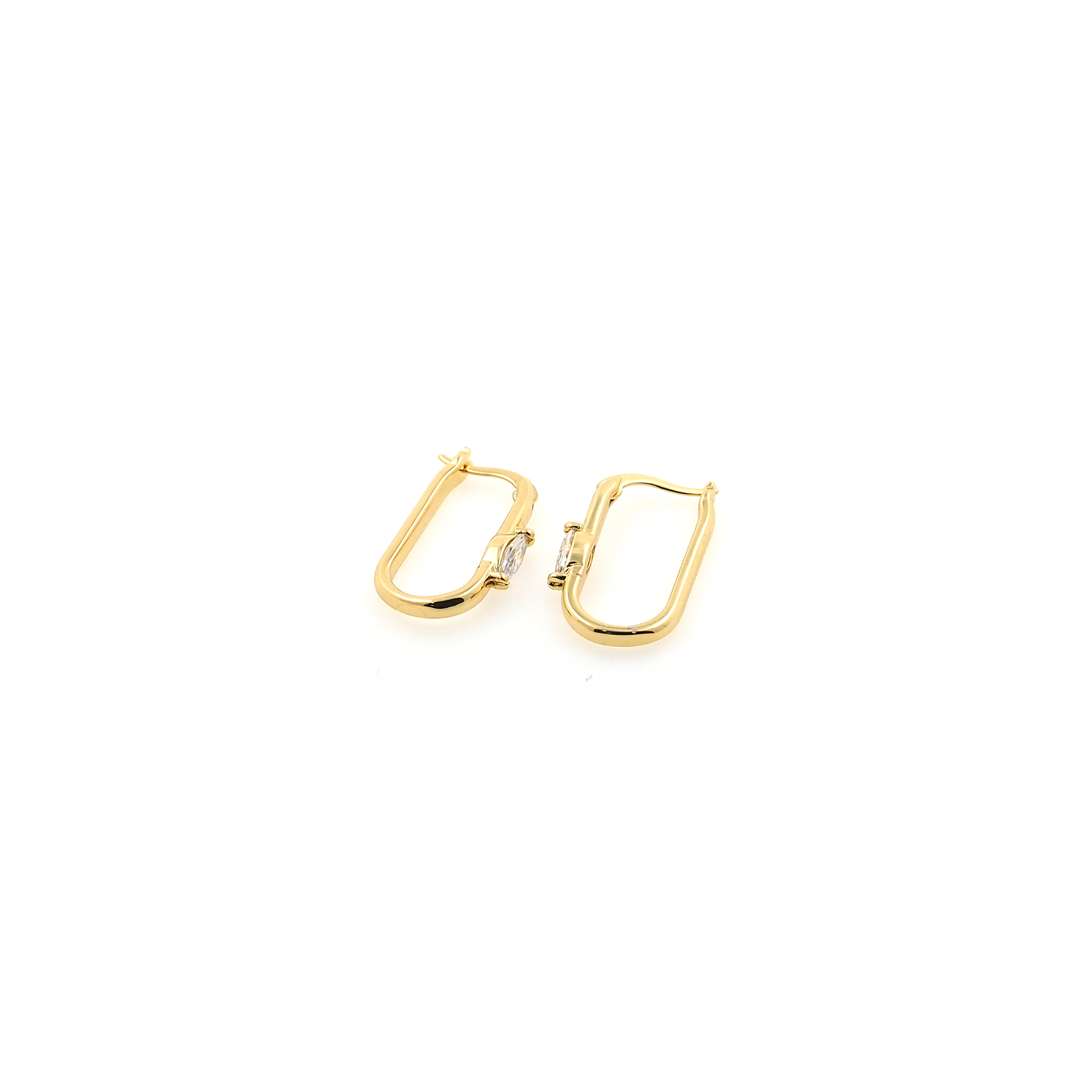 18K Gold Filled Oval Hoop Earrings,Dainty Zirconia Earrings,Gold Hoops,Dainty CZ Hoops Huggie