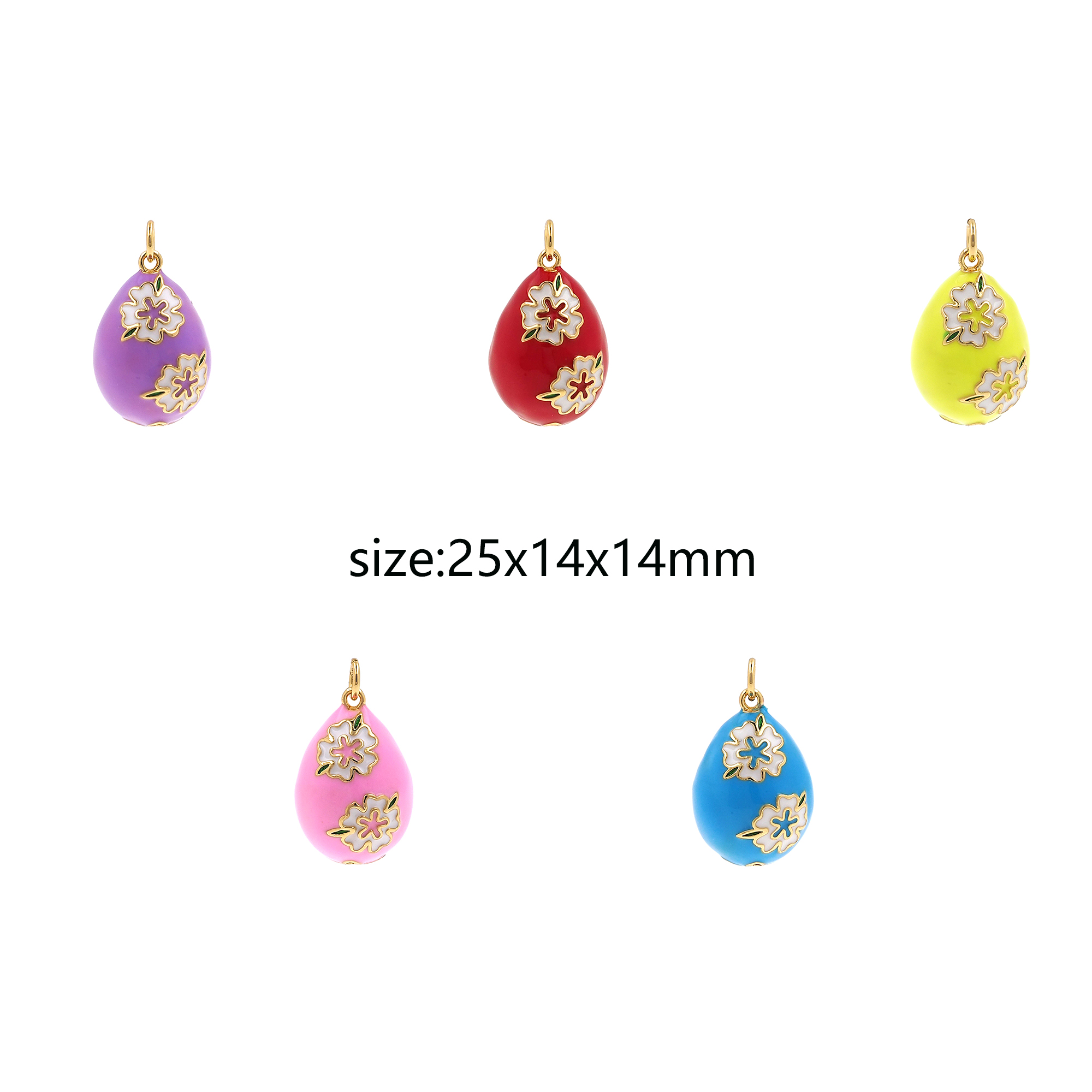18K Gold Filled Easter Egg Pendant,Enamel Egg Charm Earrings Necklace for DIY Jewelry Making Supply