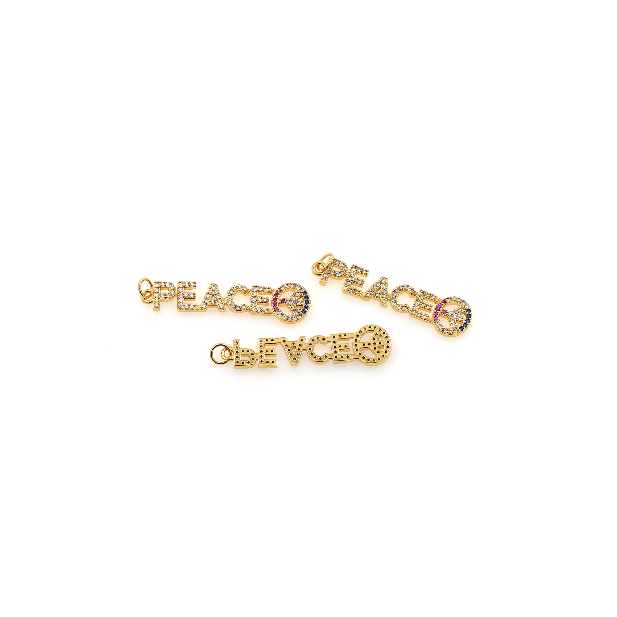 18K Gold Filled Peace Pendant,Nameplate Charm,CZ Micro Pave Presley Earrings Necklace for DIY Jewelry Making Supply