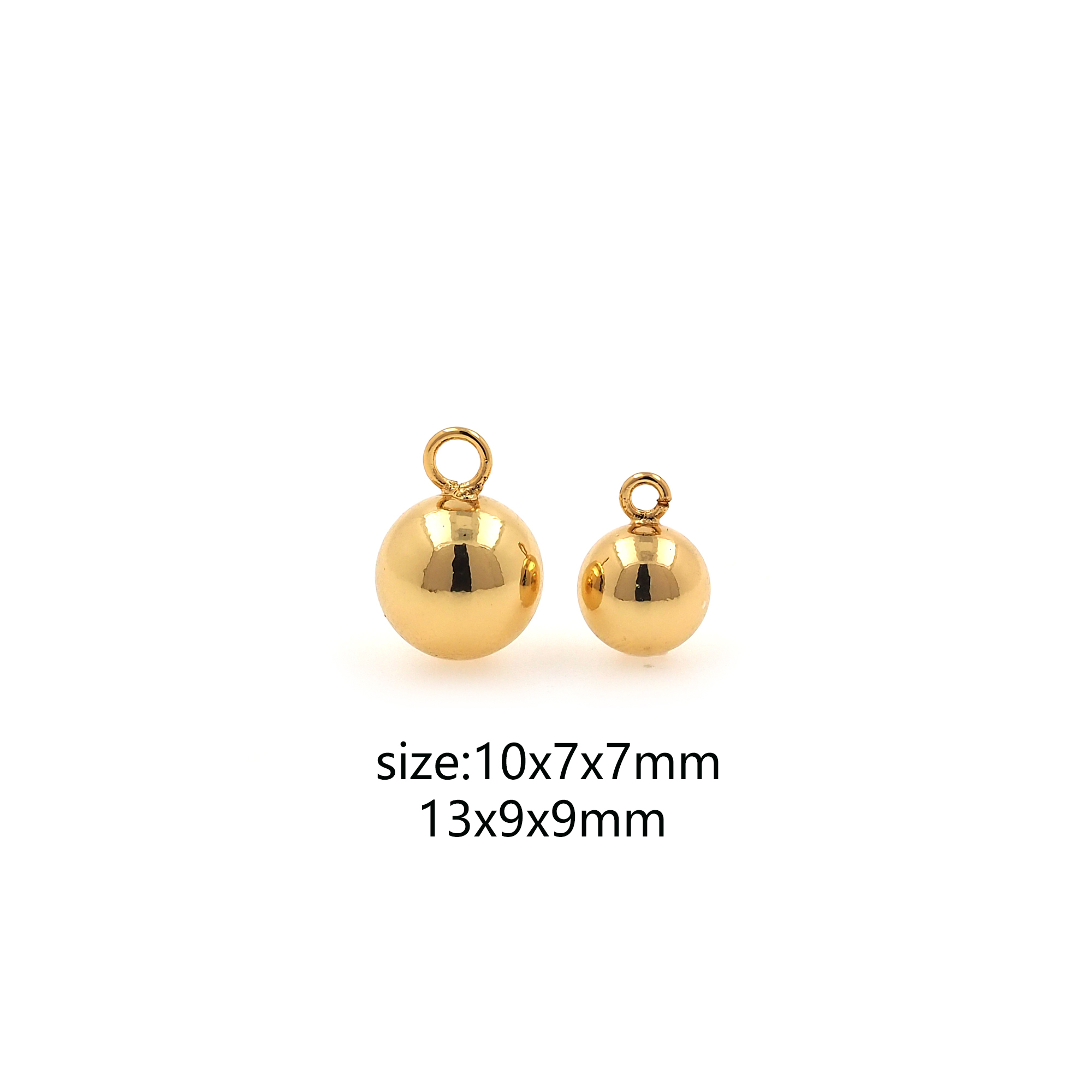 18K Gold Filled Ball Pendant,Round Ball Charm Earrings Necklace for DIY Jewelry Making Supply