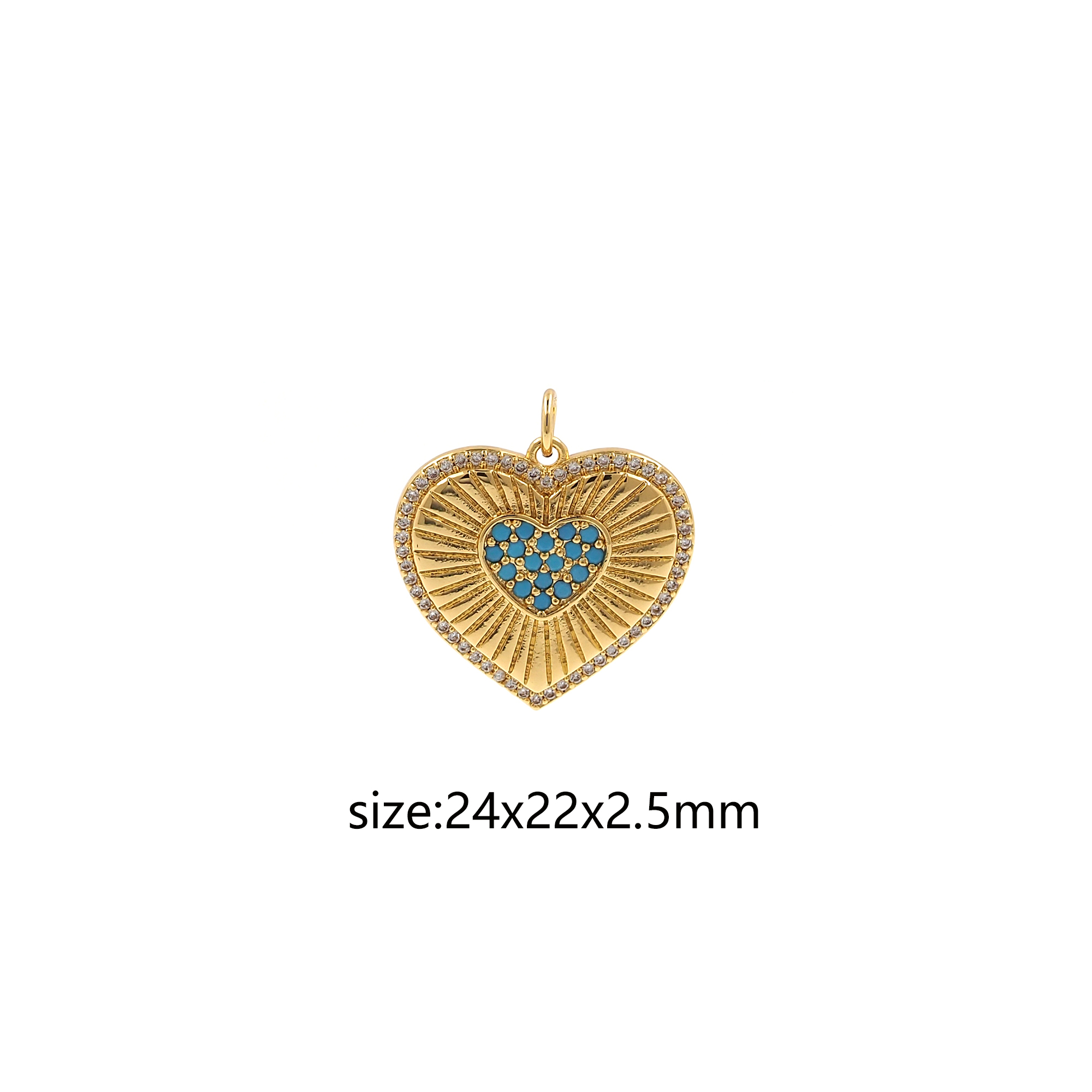 18K Gold Filled Heart Pendant,CZ Micro Pave Heart Charm Earrings Necklace for DIY Jewelry Making Supply
