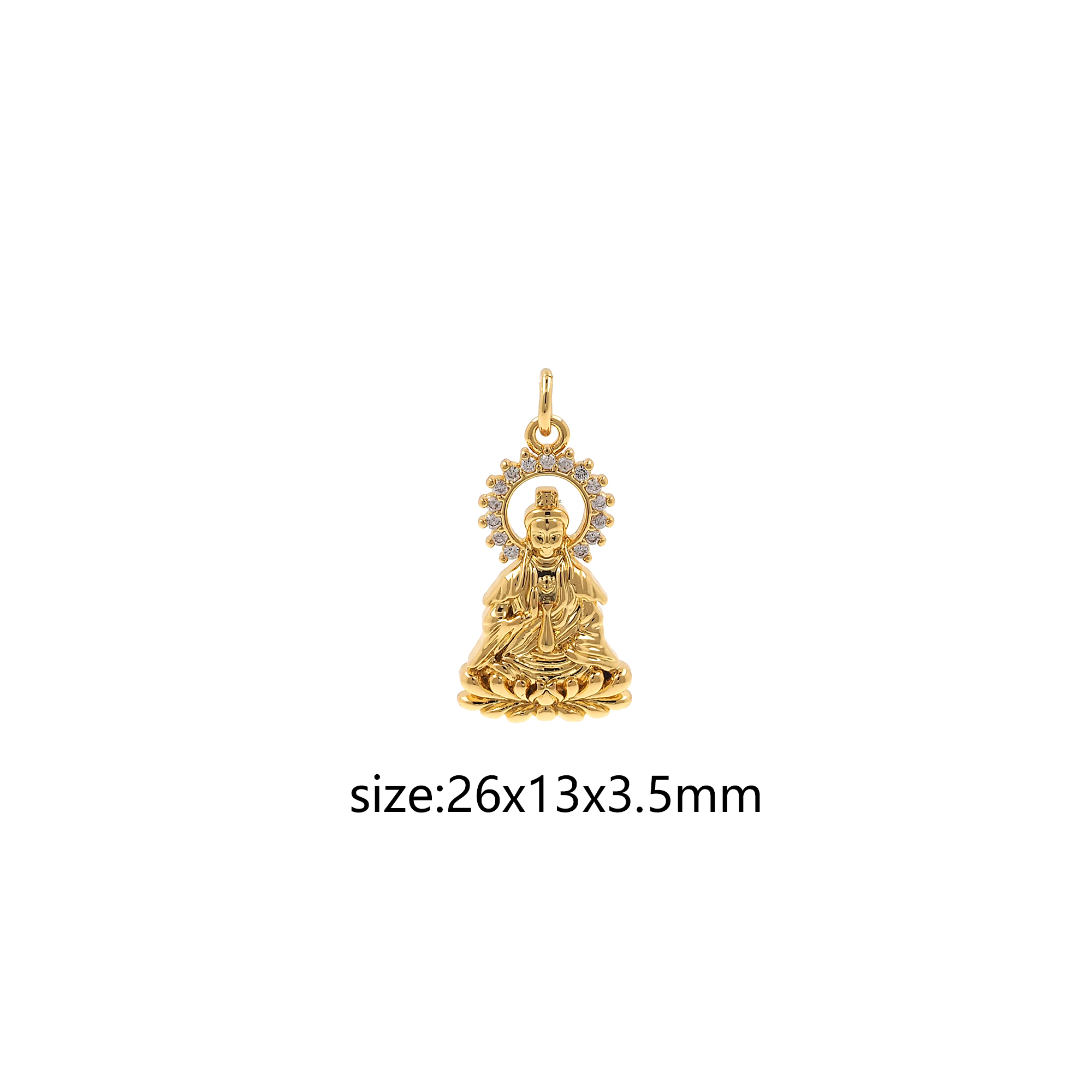 18K Gold Filled Buddha Pendant,CZ Micor Pave Buddha Charm Earrings Necklace for DIY Jewelry Making Supply