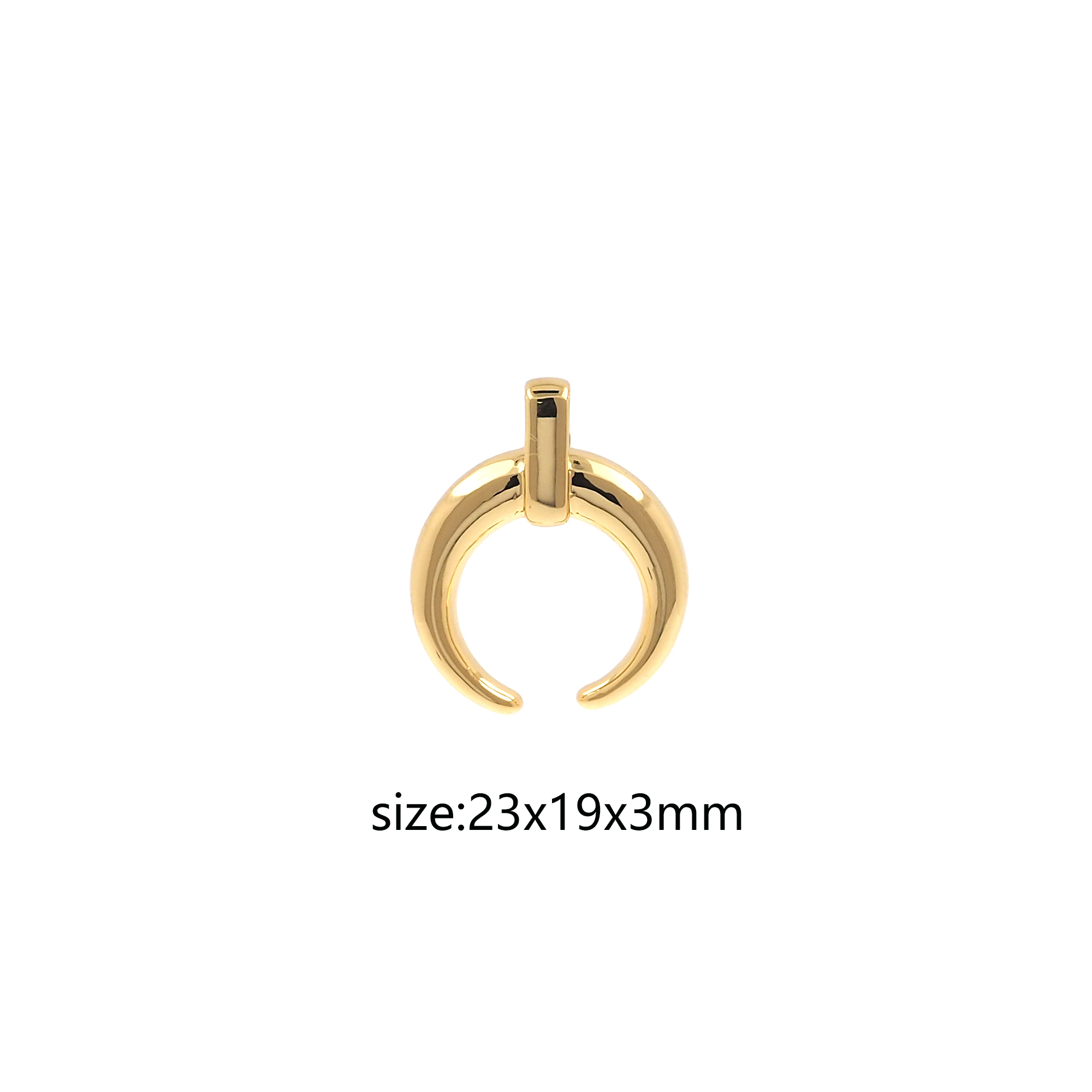 18K Gold Filled Double Horn Pendant,Dainty Horn Charm Earrings Necklace for DIY Jewelry Making Supply