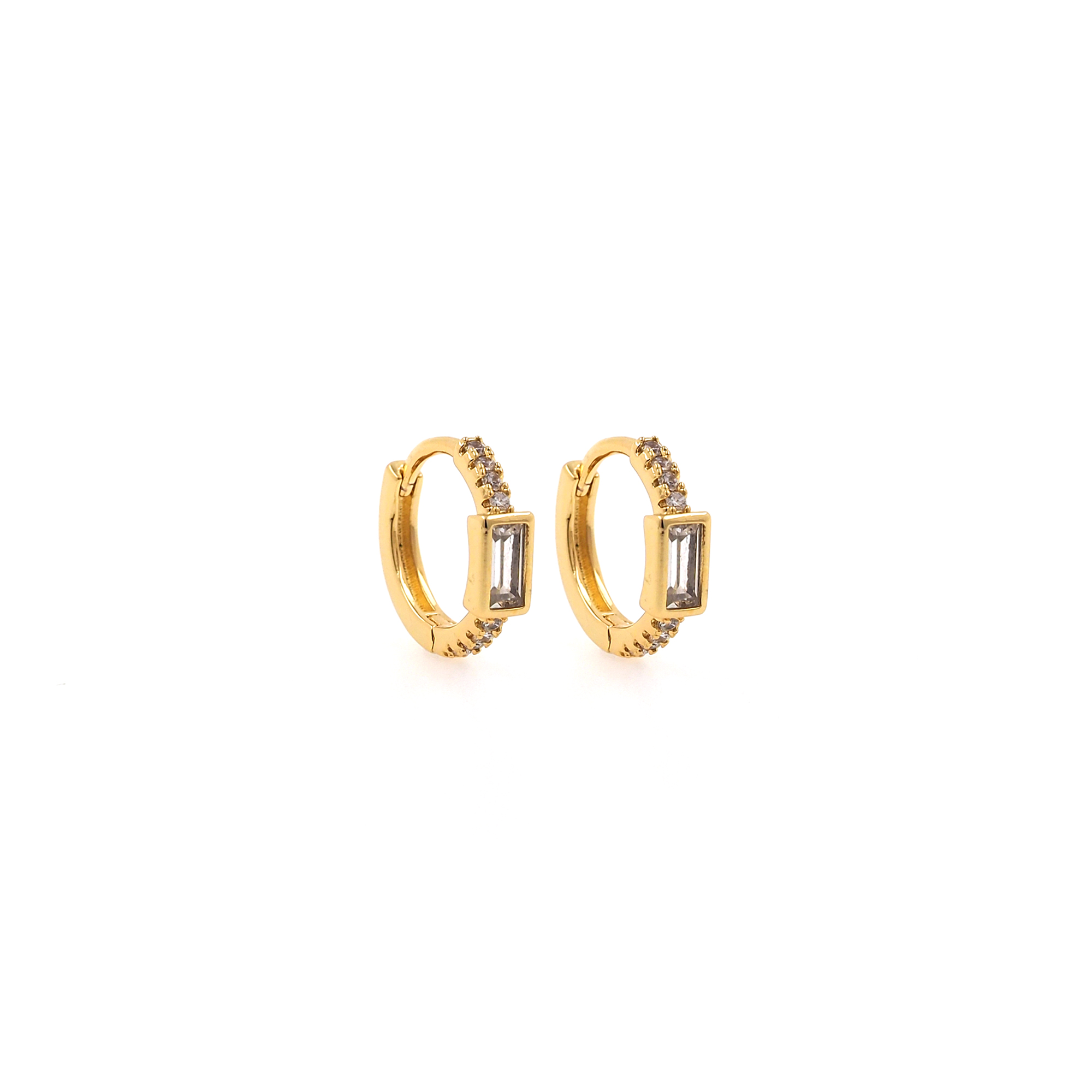 18K Gold Filled Rectangle Hoop Earrings,Dainty Zirconia Earrings,Gold Hoops,Dainty CZ Hoops Huggie