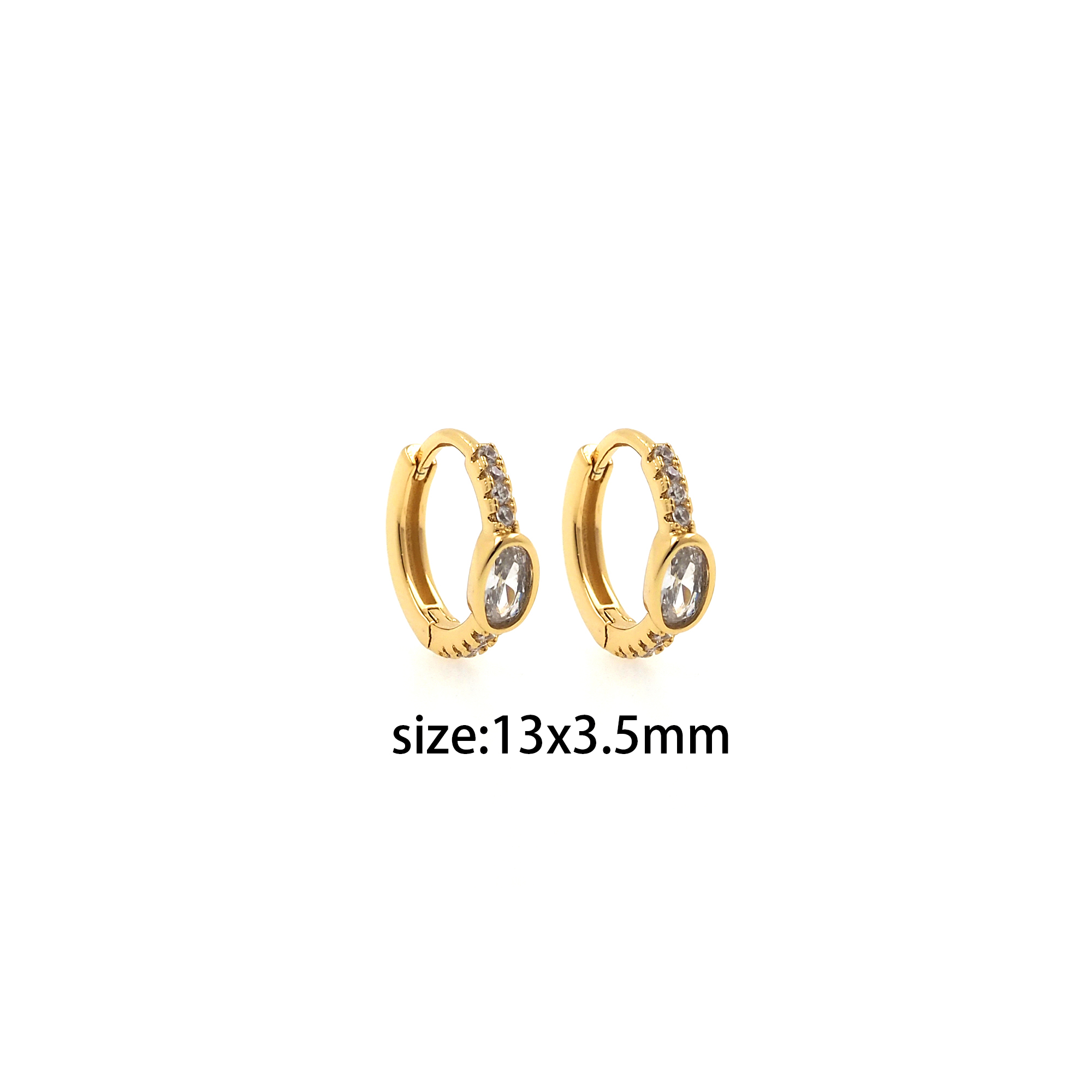 18K Gold Filled Oval Hoop Earrings,Dainty Zirconia Earrings,Gold Hoops,Dainty CZ Hoops Huggie