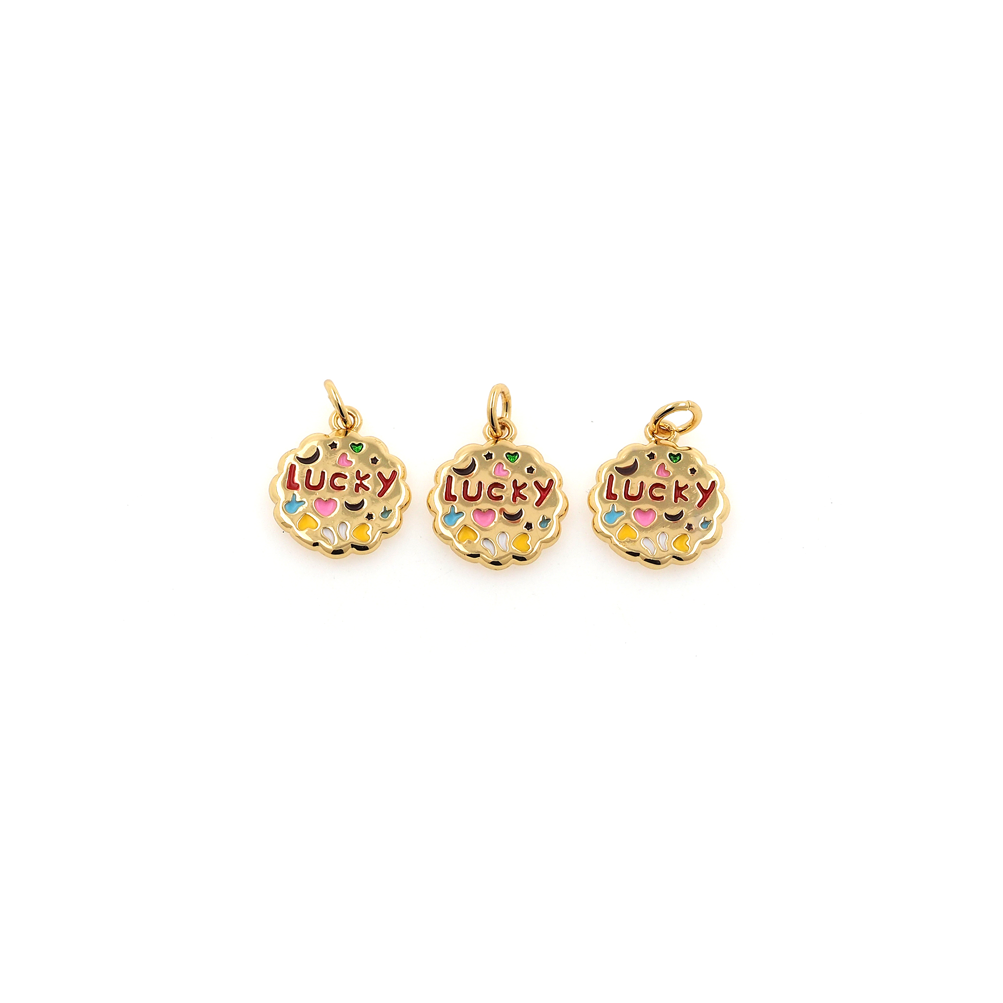 18K Gold Filled Lucky Pendant,Enamel Lucky Charm Earrings Necklace for DIY Jewelry Making Supply