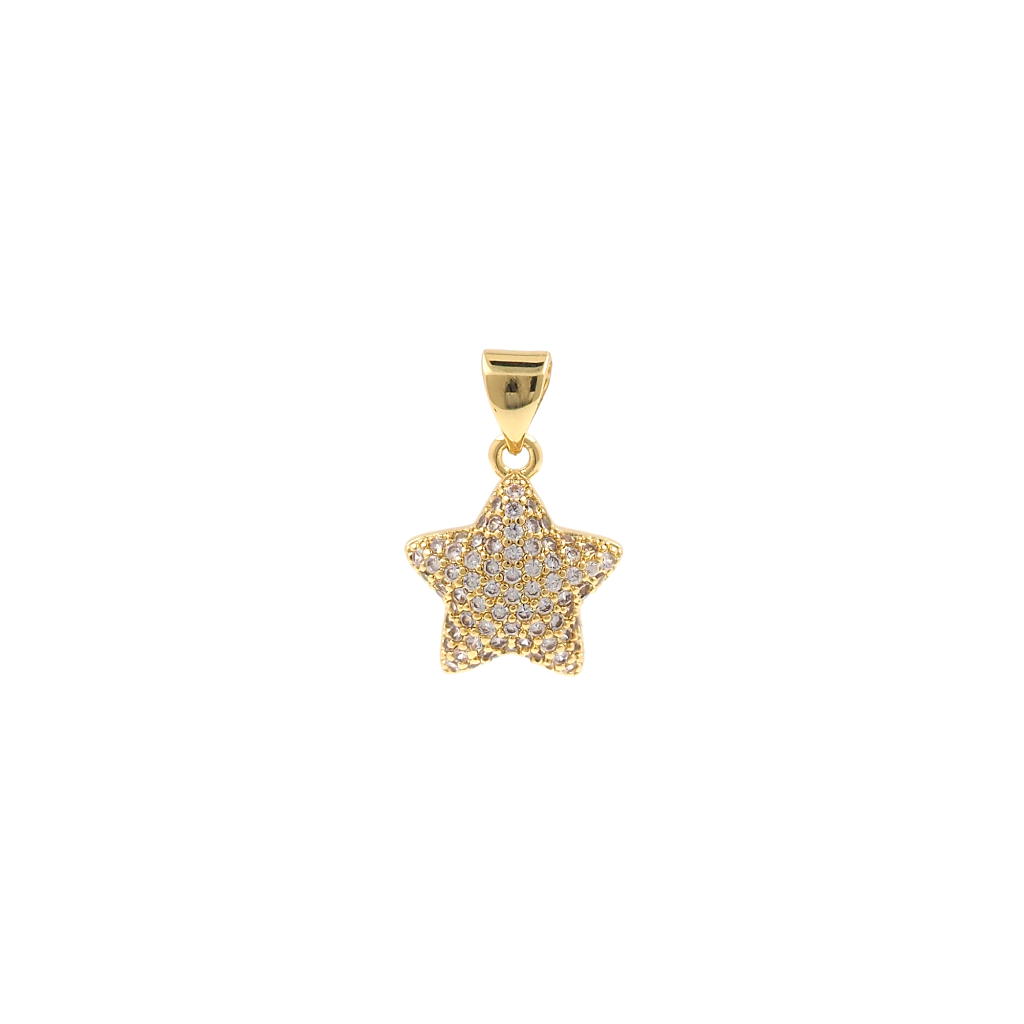 18K Gold Filled Star Pendant,CZ Micro Pave Celestial Charm Earrings Necklace for DIY Jewelry Making Supply