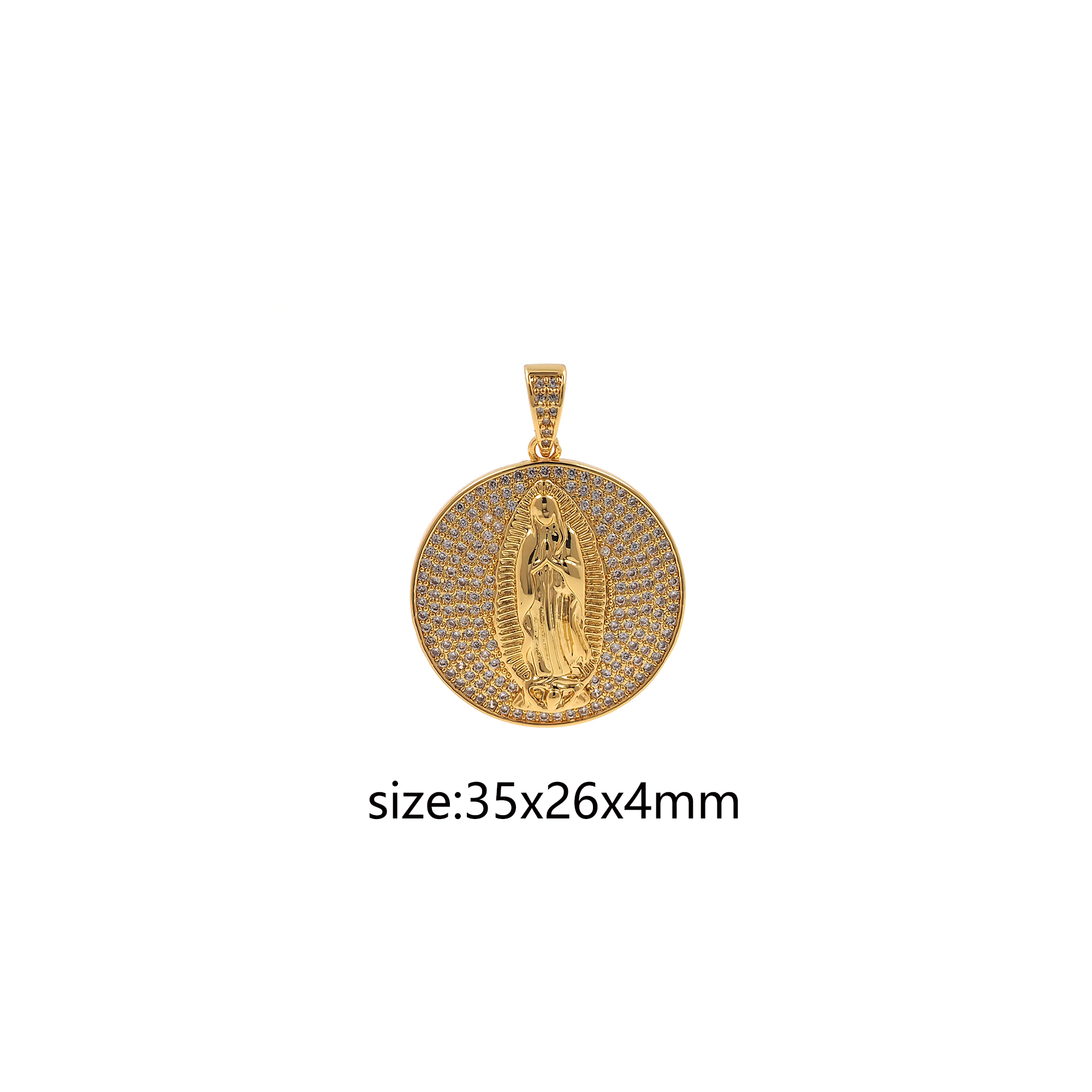 18K Gold Filled Maria Pendant,CZ Micro Pave Religious Chamr Earrings Necklace for DIY Jewelry Making Supply