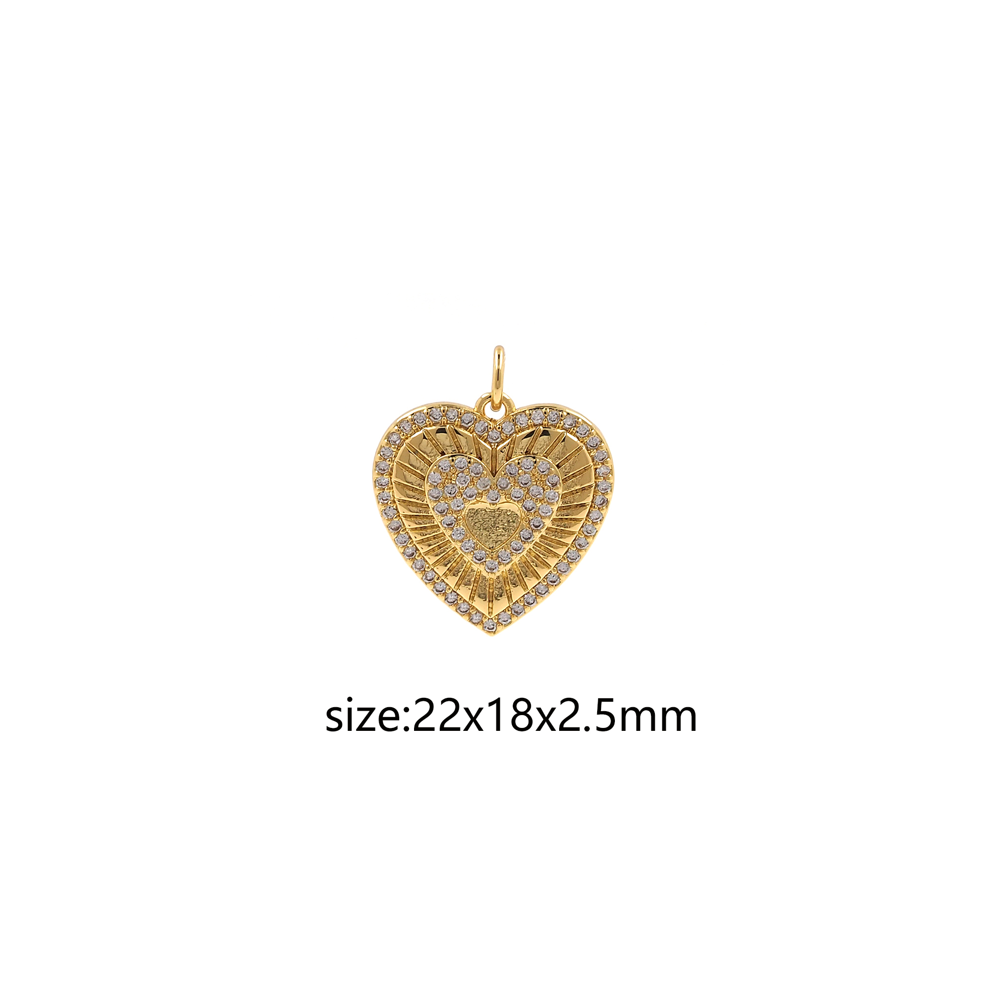 18K Gold Filled Heart Pendant,CZ Micro Pave Heart Charm Earrings Necklace for DIY Jewelry Making Supply