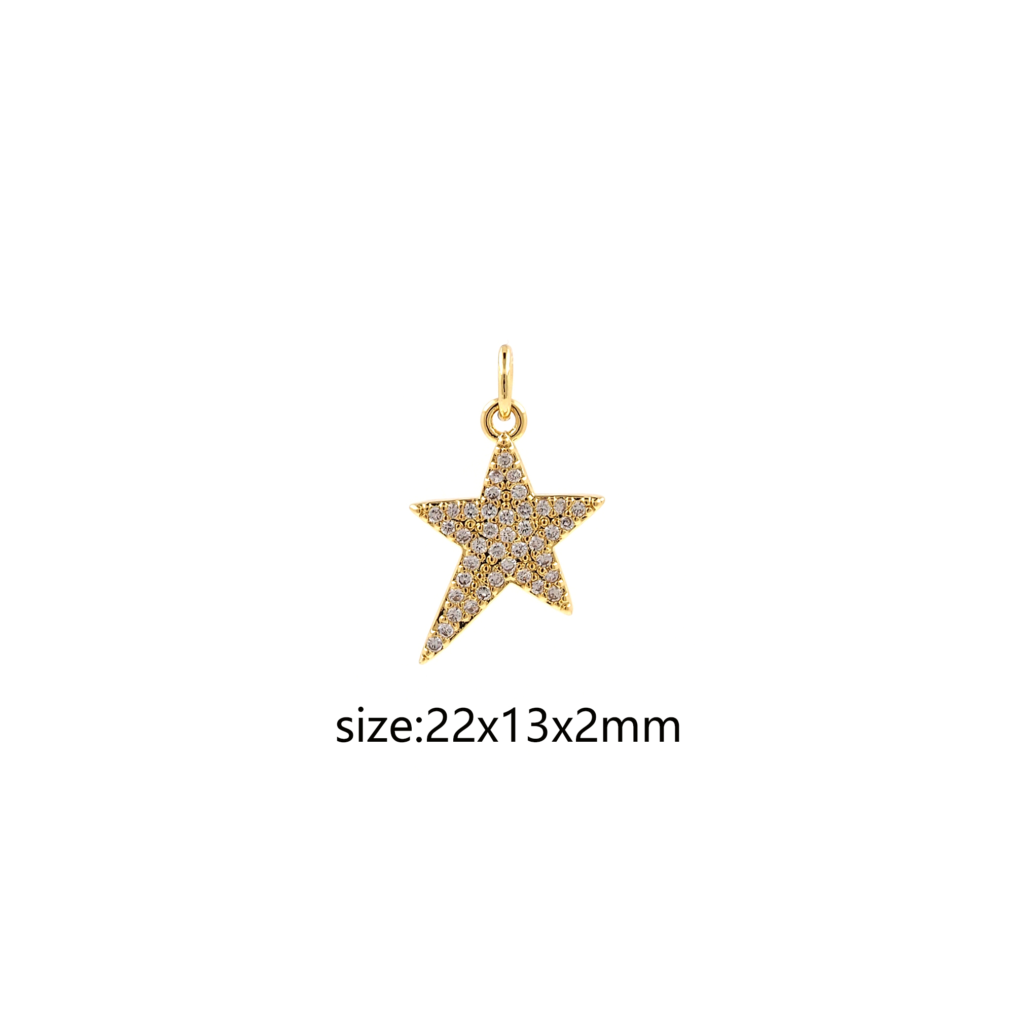 18K Gold Filled Star Pendant,CZ Micro Pave Celestial Charm Earrings Necklace for DIY Jewelry Making Supply