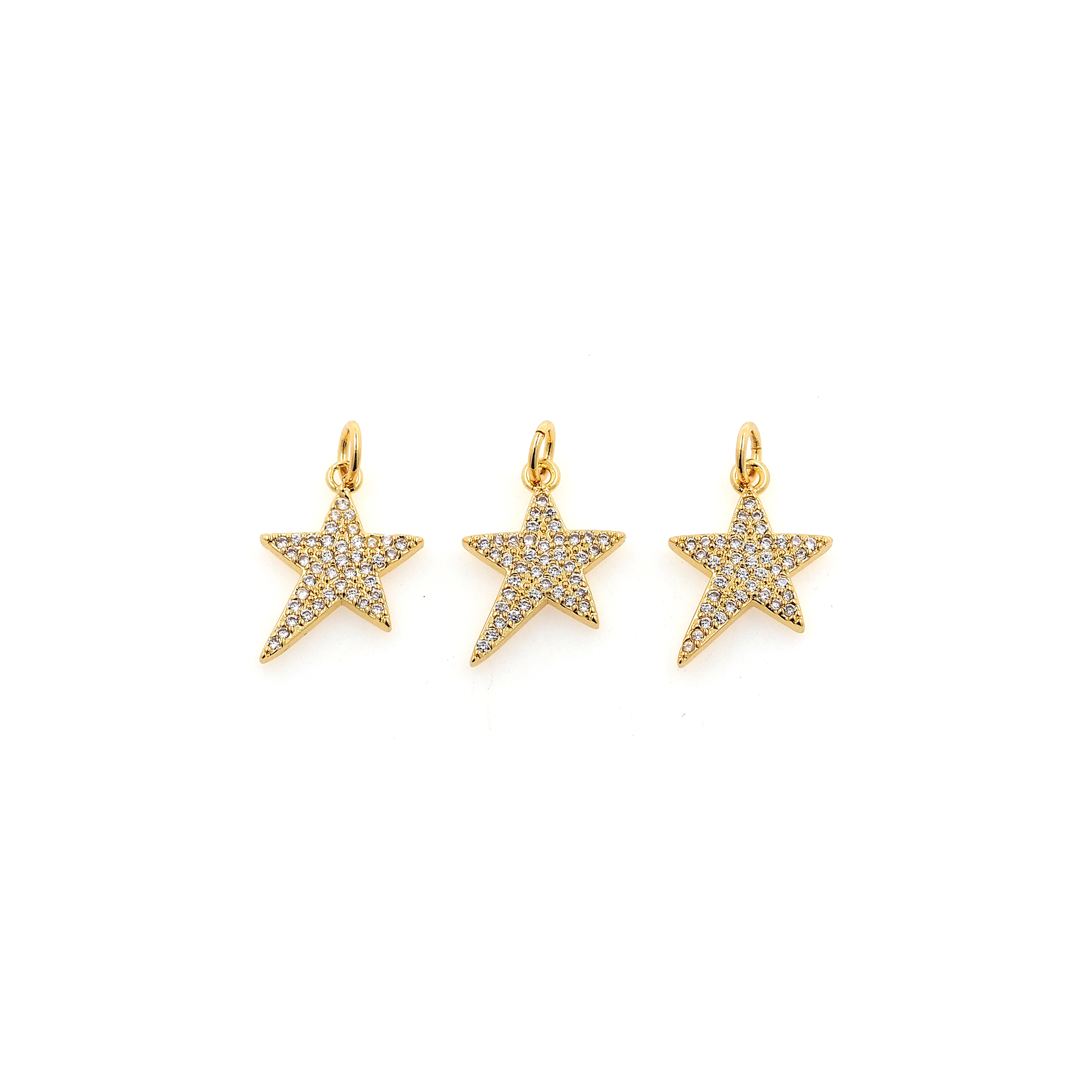 18K Gold Filled Star Pendant,CZ Micro Pave Celestial Charm Earrings Necklace for DIY Jewelry Making Supply
