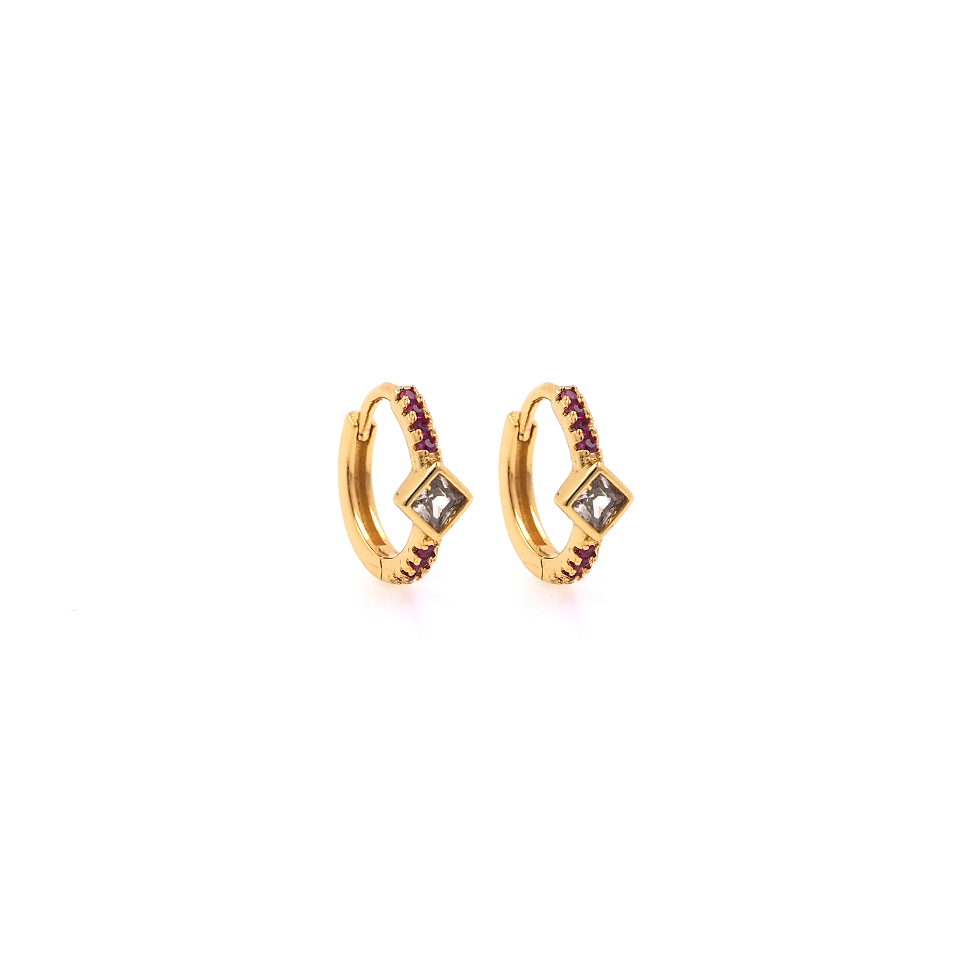 18K Gold Filled Square Hoop Earrings,Dainty Zirconia Earrings,Gold Hoops,Dainty CZ Hoops Huggie