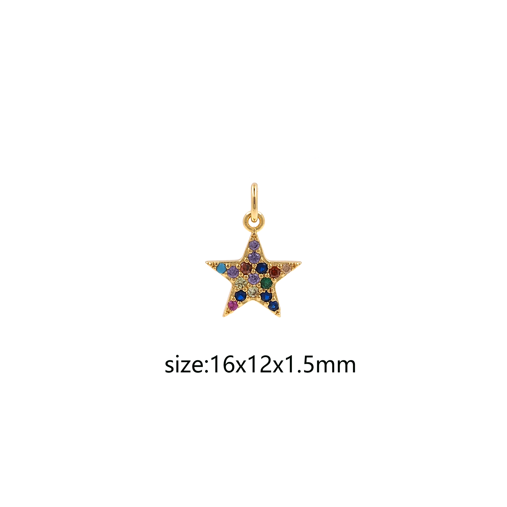 18K Gold Filled Star Pendant,Celestial Charm,CZ Micro Pave Star Earrings Necklace for DIY Jewelry Making Supply