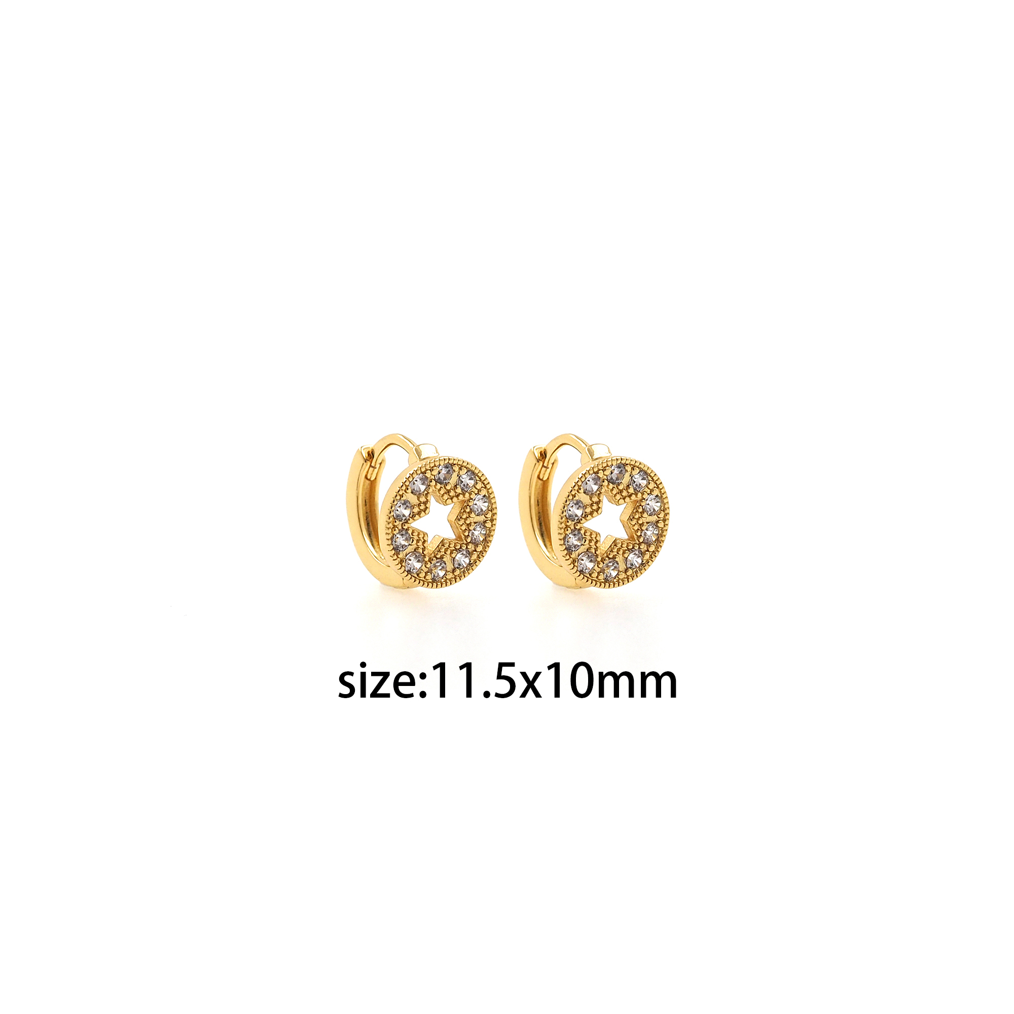 18K Gold Filled Star Hoop Earrings,Dainty Zirconia Earrings,Gold Hoops,Dainty CZ Hoops Huggie