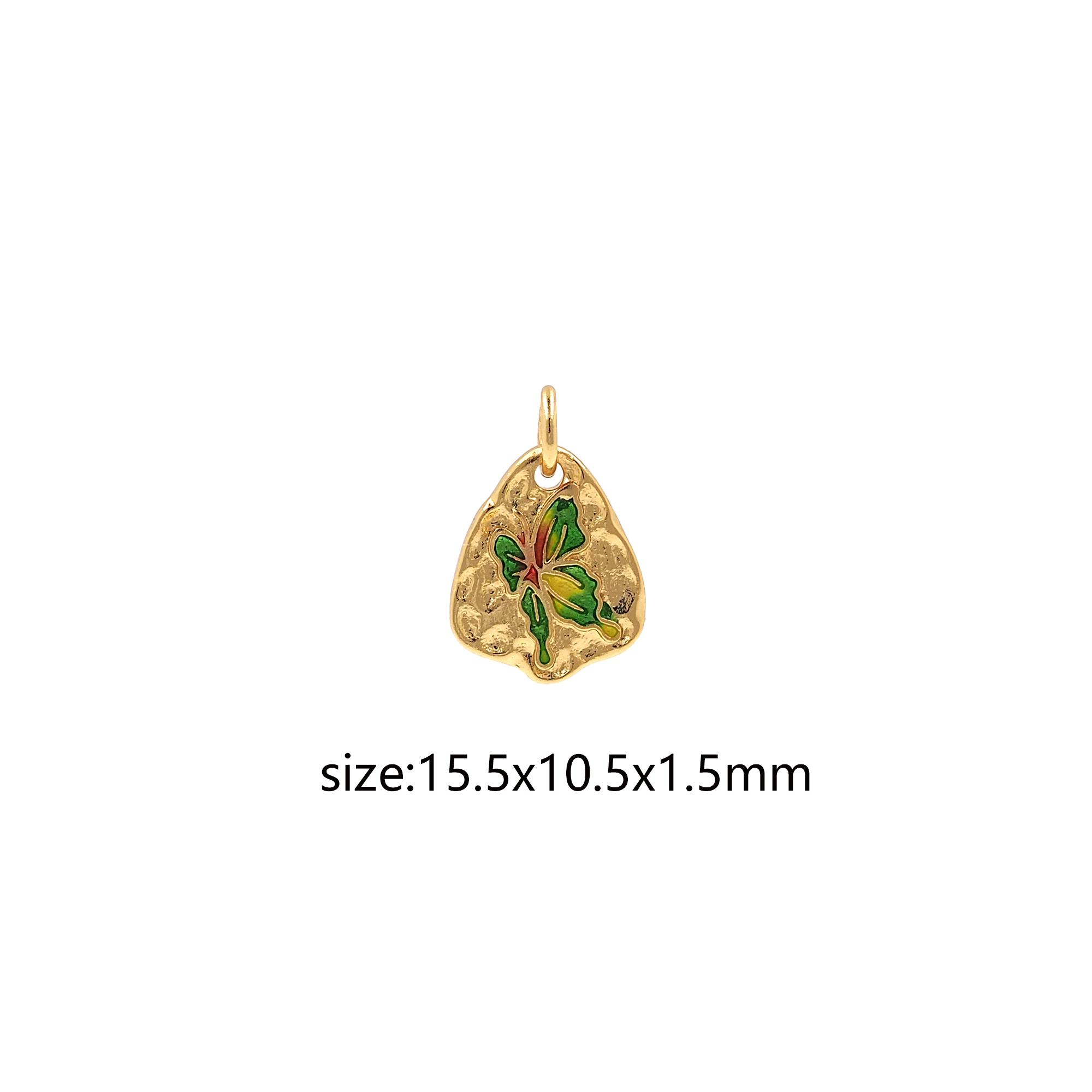 18K Gold Filled Butterfly Pendant,Enamel Butterfly Charm Earrings Necklace for DIY Jewelry Making Supply