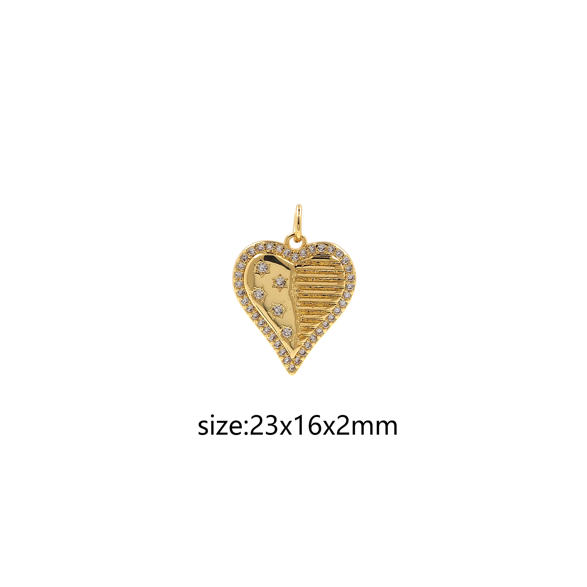 18K Gold Filled Heart Pendant,CZ Micro Pave Heart Charm Earrings Necklace for DIY Jewelry Making Supply
