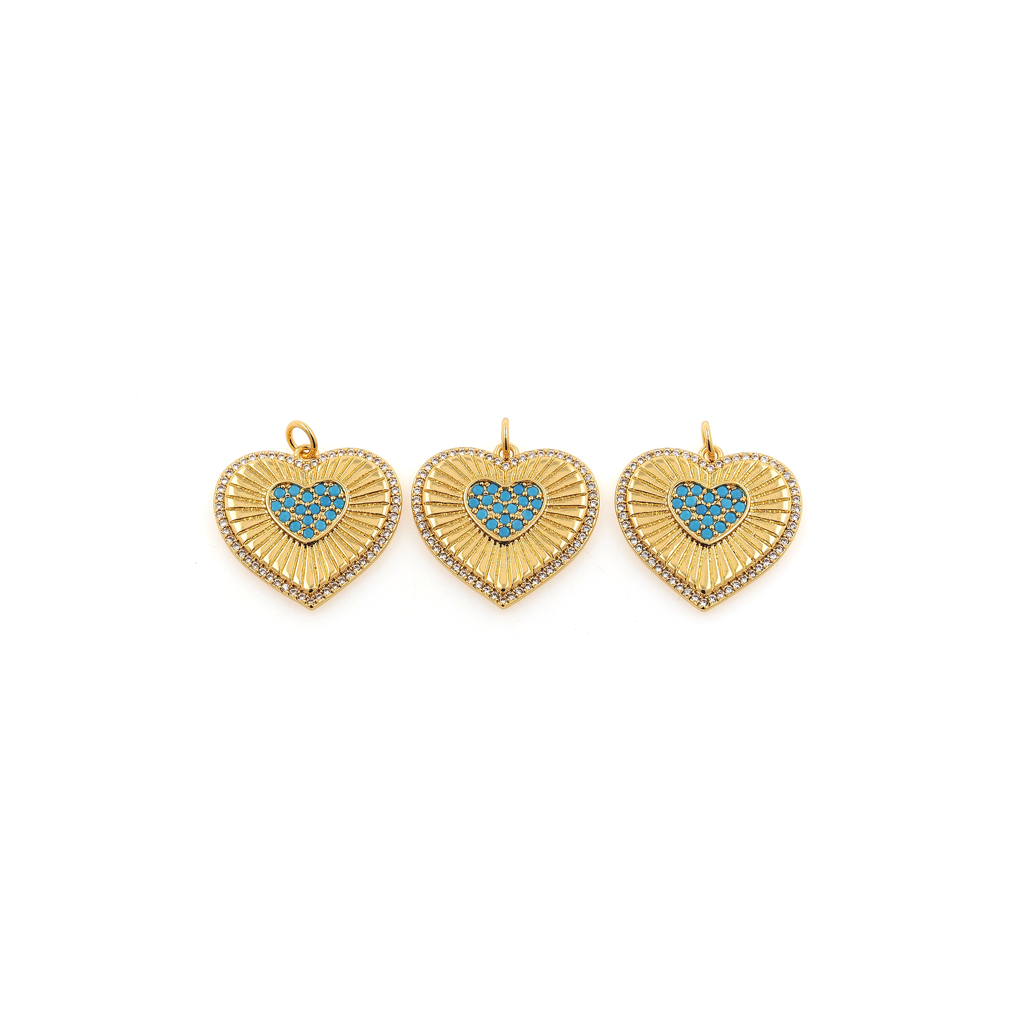 18K Gold Filled Heart Pendant,CZ Micro Pave Heart Charm Earrings Necklace for DIY Jewelry Making Supply