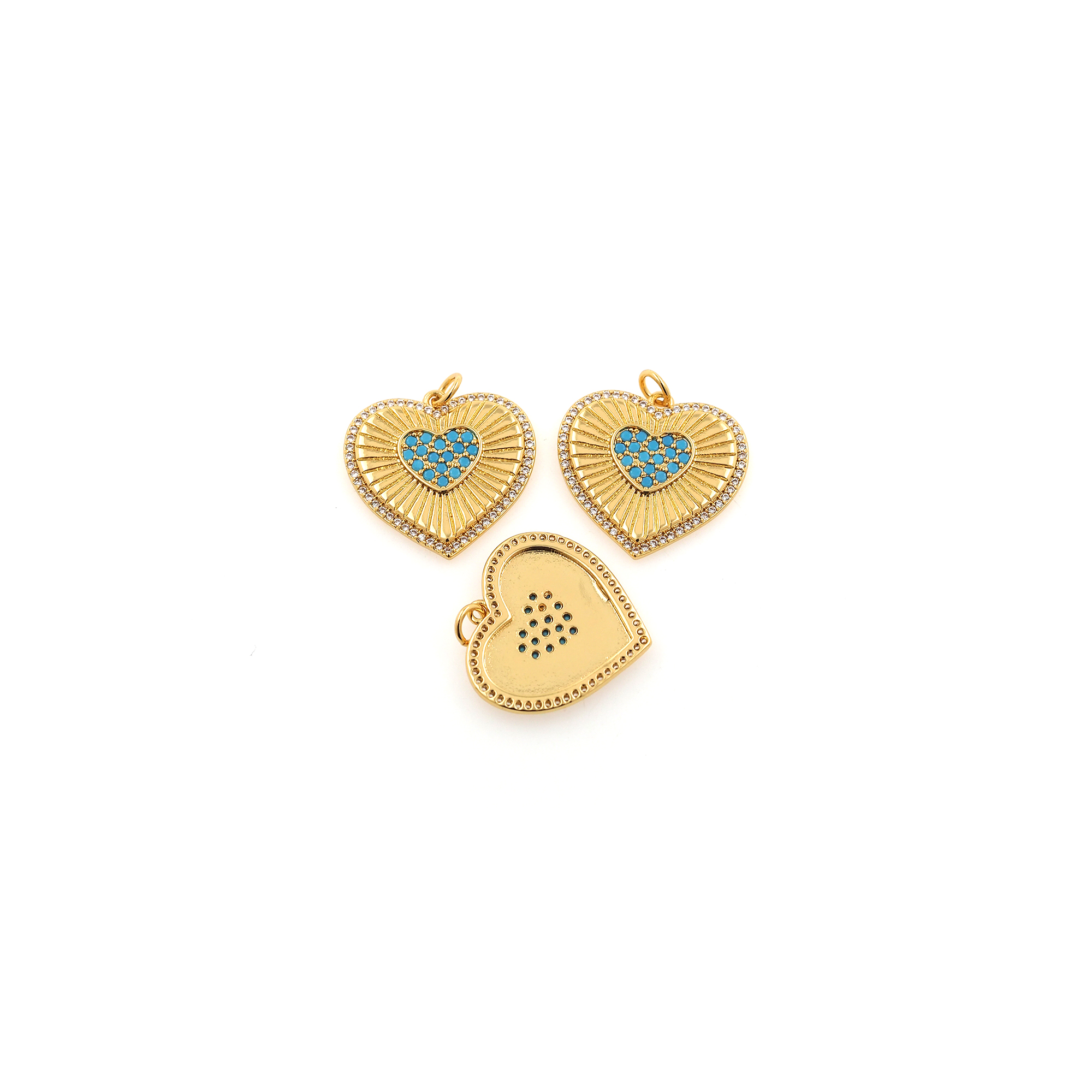 18K Gold Filled Heart Pendant,CZ Micro Pave Heart Charm Earrings Necklace for DIY Jewelry Making Supply