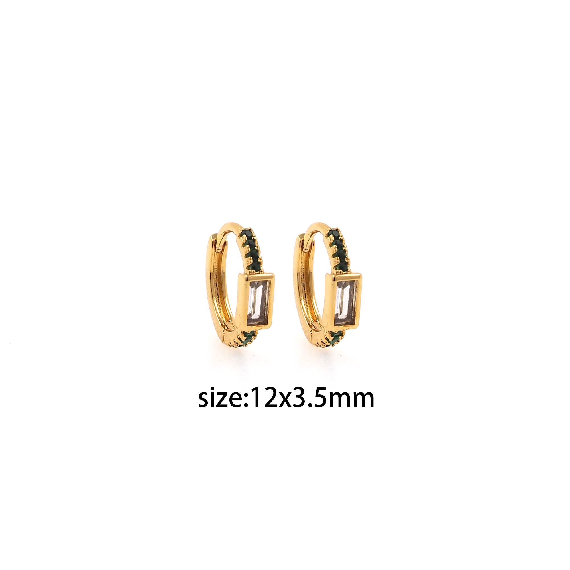 18K Gold Filled Rectangle Hoop Earrings,Dainty Zirconia Earrings,Gold Hoops,Dainty CZ Hoops Huggie
