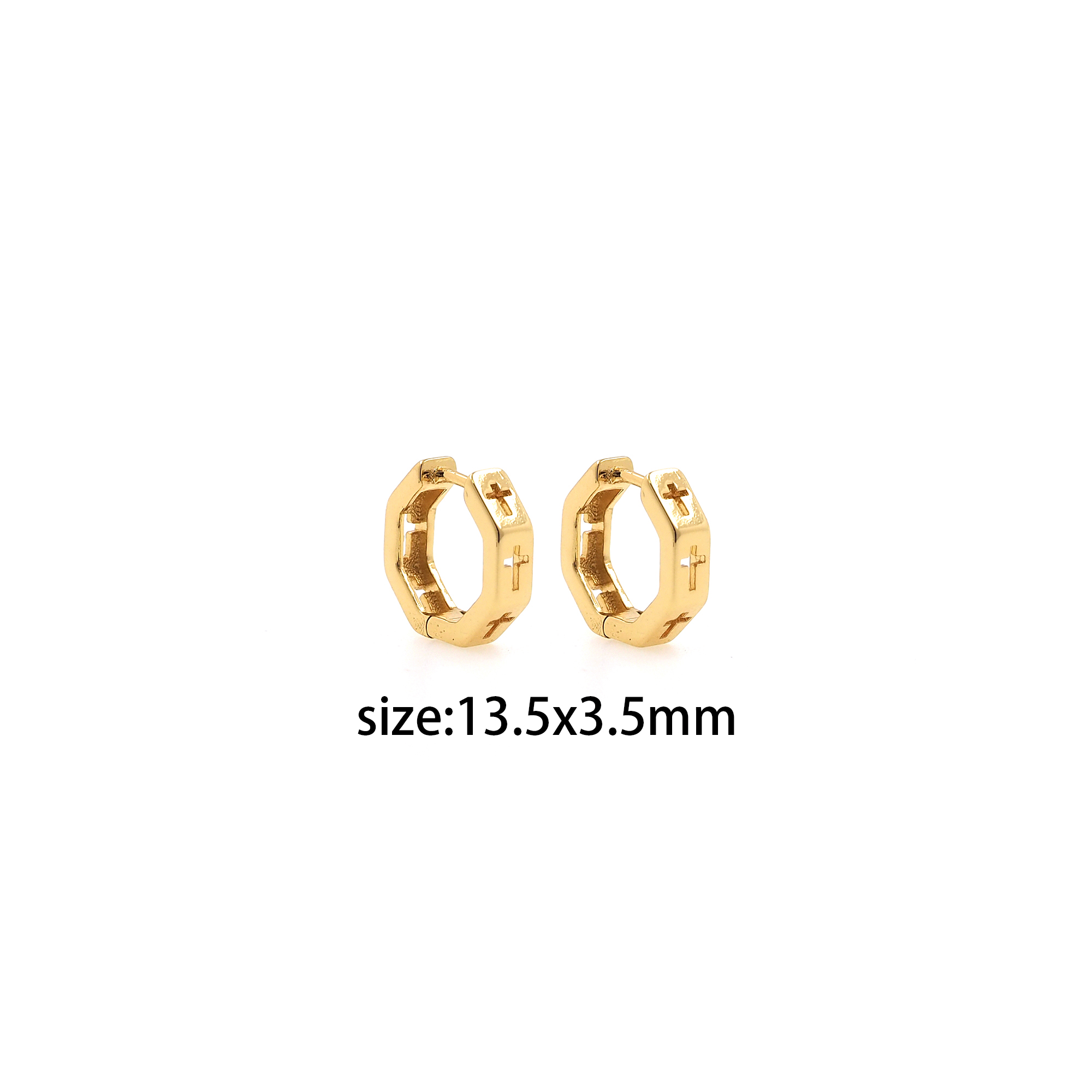 18K Gold Filled Cross Hoops,Religious Hoop Earring,Minimalist Earrings,Gold Hoop Earrings,Huggie Earrings