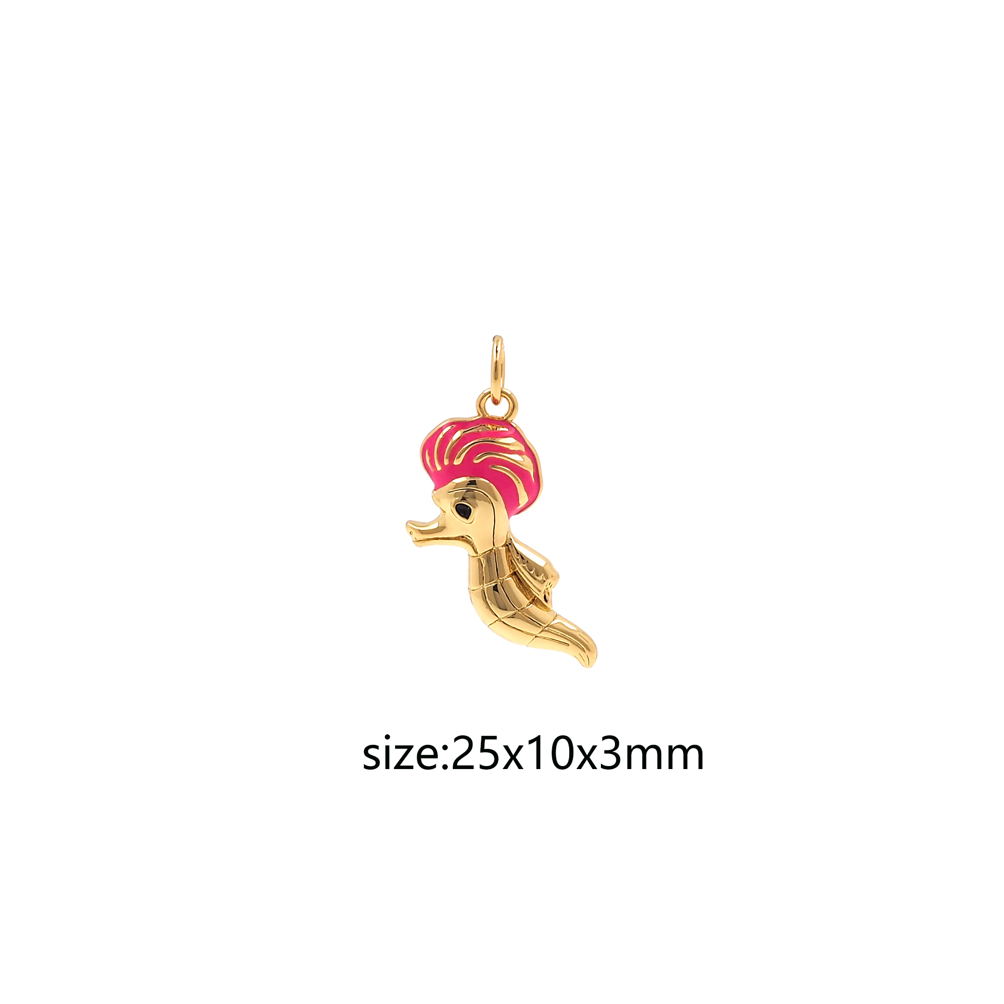 18K Gold Filled Seahorse Pendant,Origami Charm,Enamel Seahorse Earrings Necklace for DIY Jewelry Making Supply